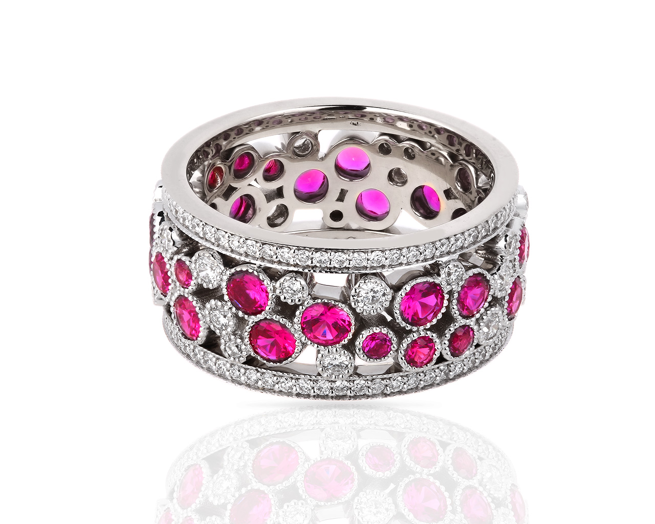 Платиновое кольцо с бриллиантами и рубинами Tiffany&Co 080518/2