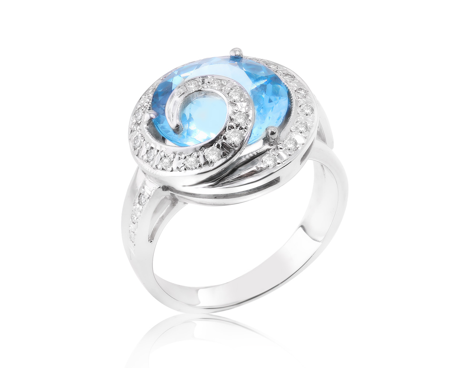Золотое кольцо с голубым топазом 6.50ct 300324/27