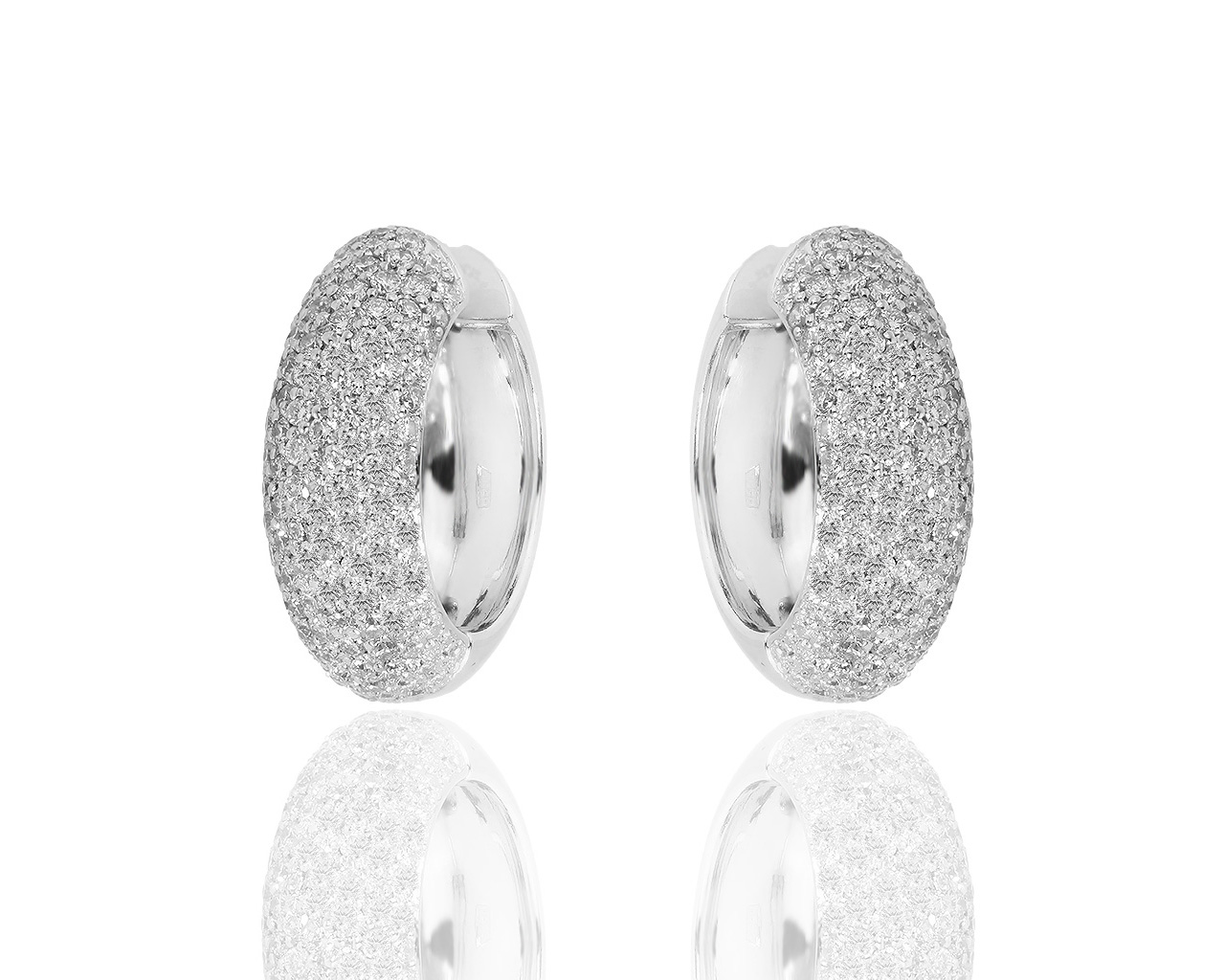 Золотые серьги с бриллиантовым паве 1.11ct 030419/13