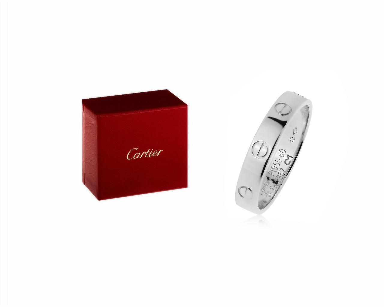 Оригинальное платиновое кольцо Cartier Love