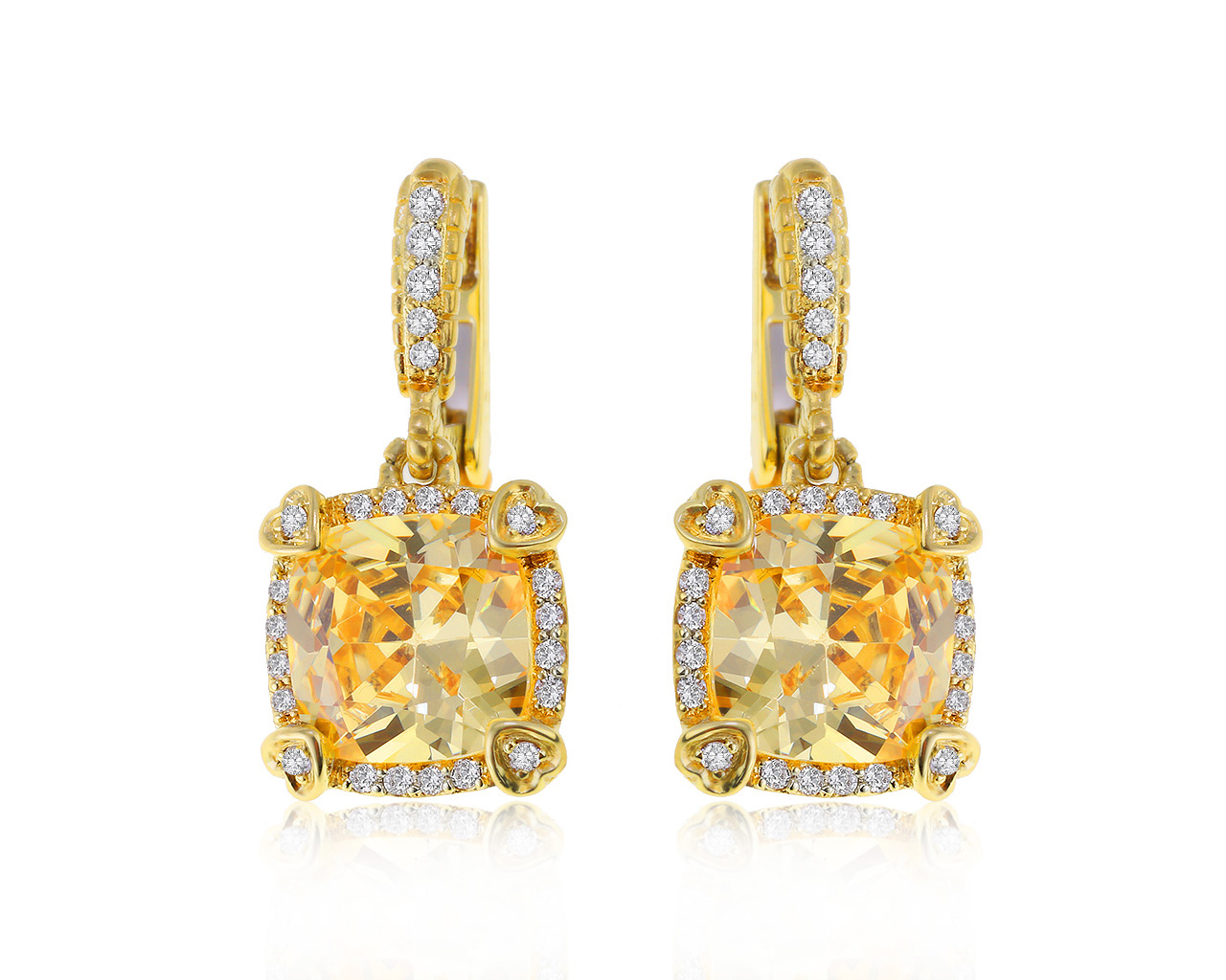 Оригинальные золотые серьги с бриллиантами 0.55ct Judith Ripka