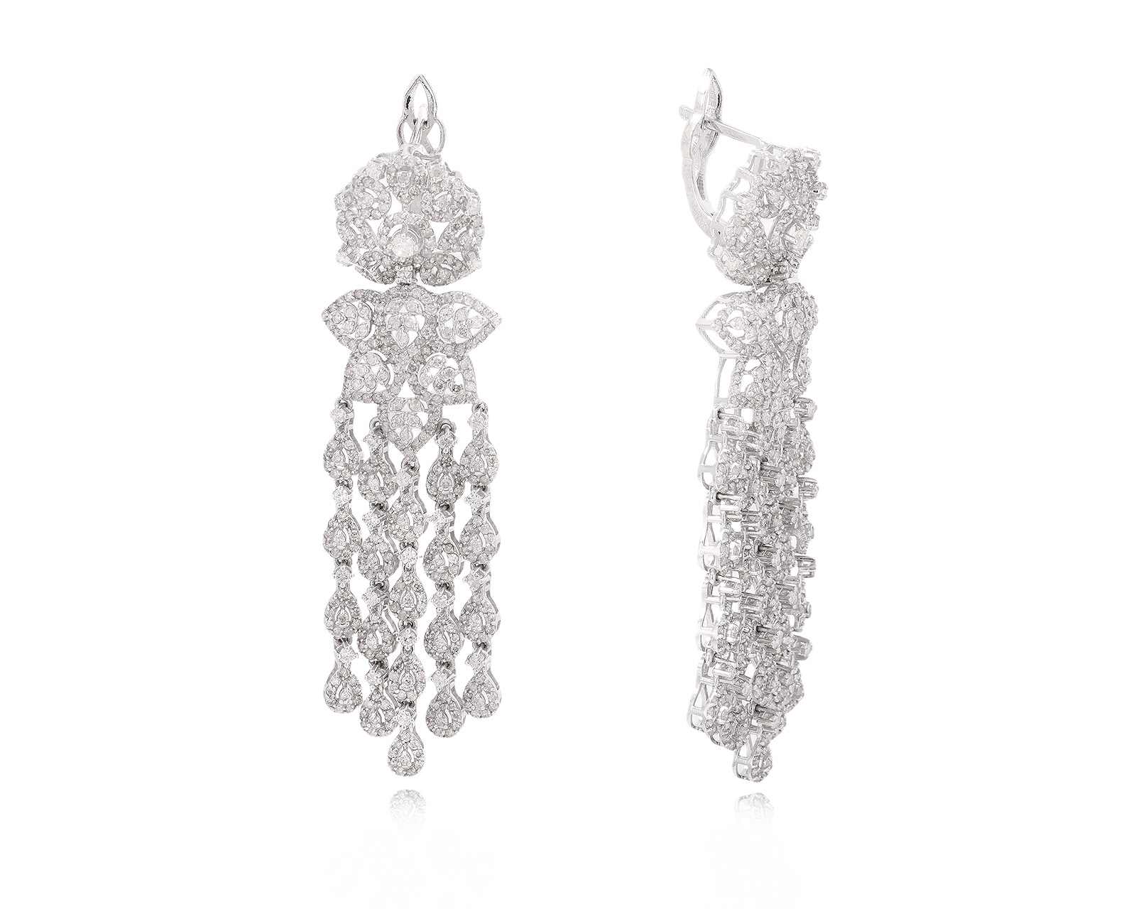 Золотые серьги с бриллиантами 3.88ct