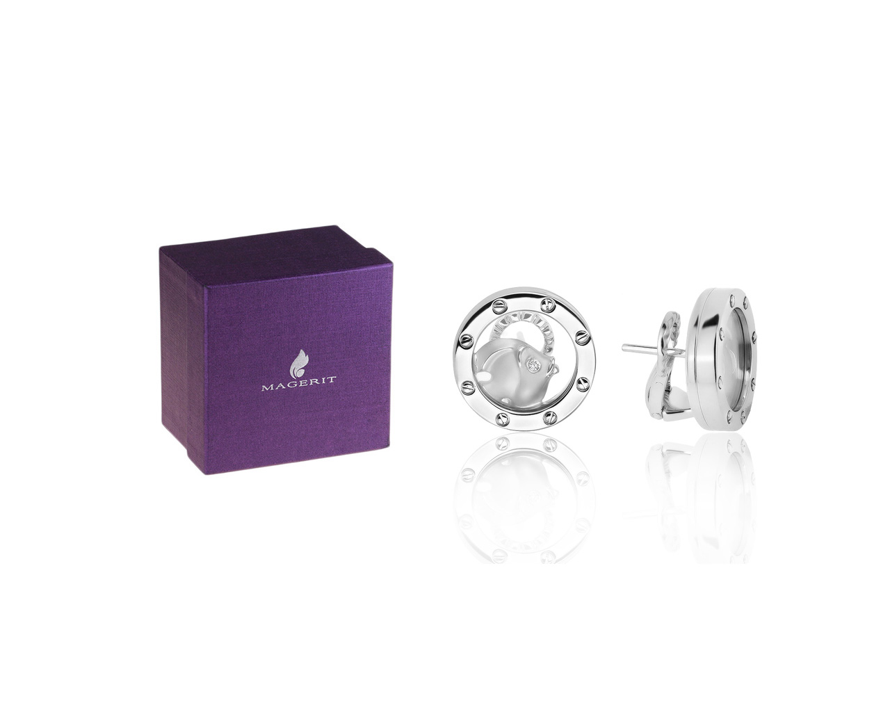 Оригинальные золотые серьги с бриллиантами 0.02ct Magerit