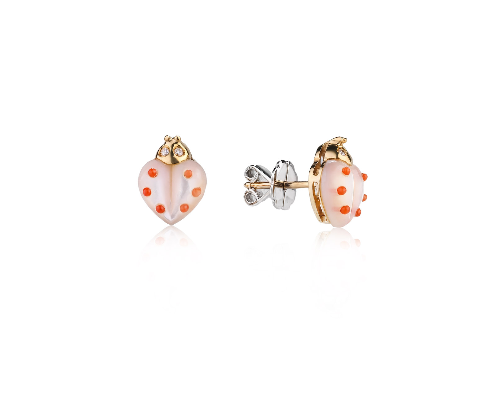 Оригинальные золотые серьги с бриллиантами 0.02ct Chopard Ladybug