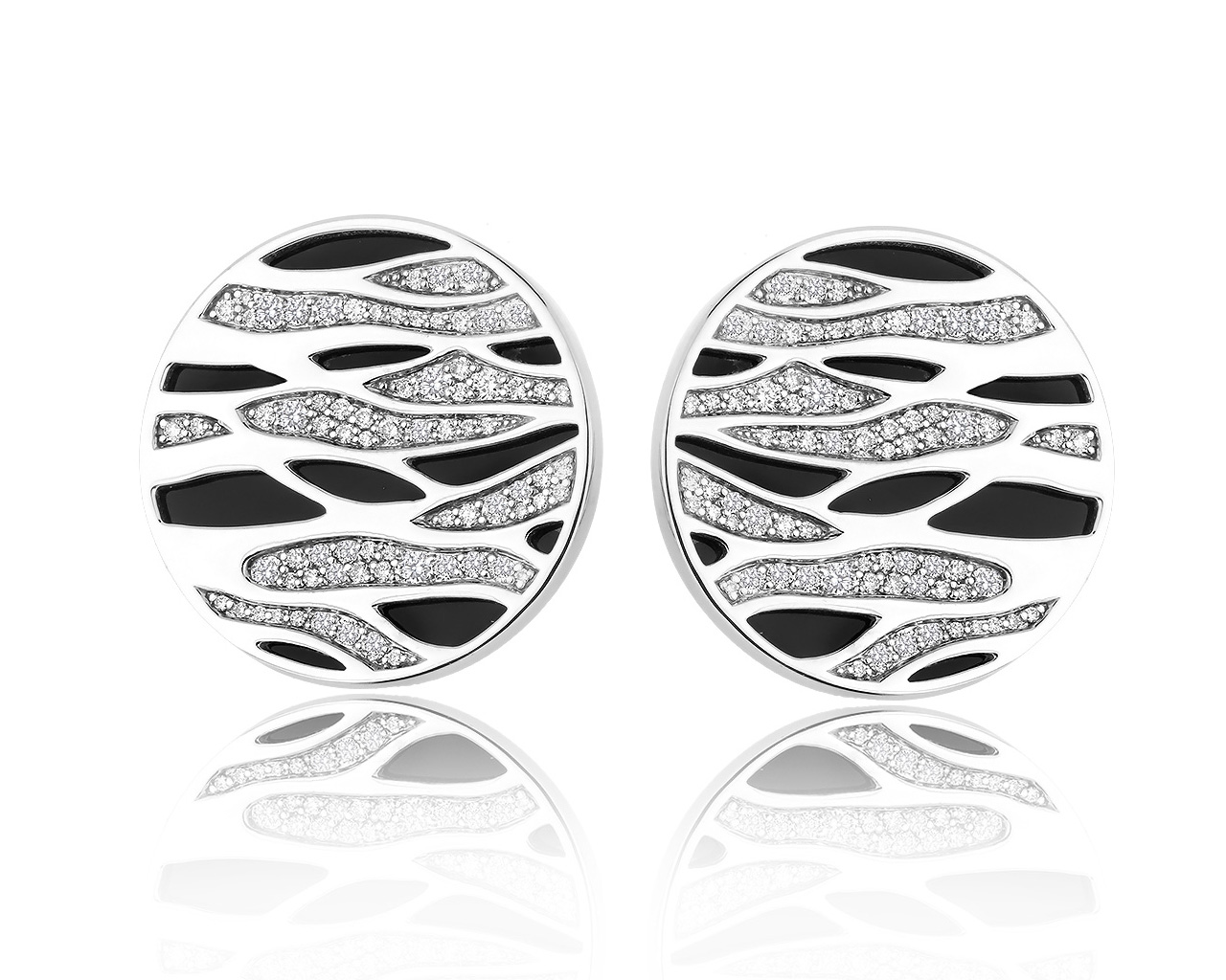 Идеальные золотые серьги с ониксом и бриллиантами 0.80ct 210318/1 Идеальные золотые серьги с ониксом и бриллиантами 0.80ct 210318/1