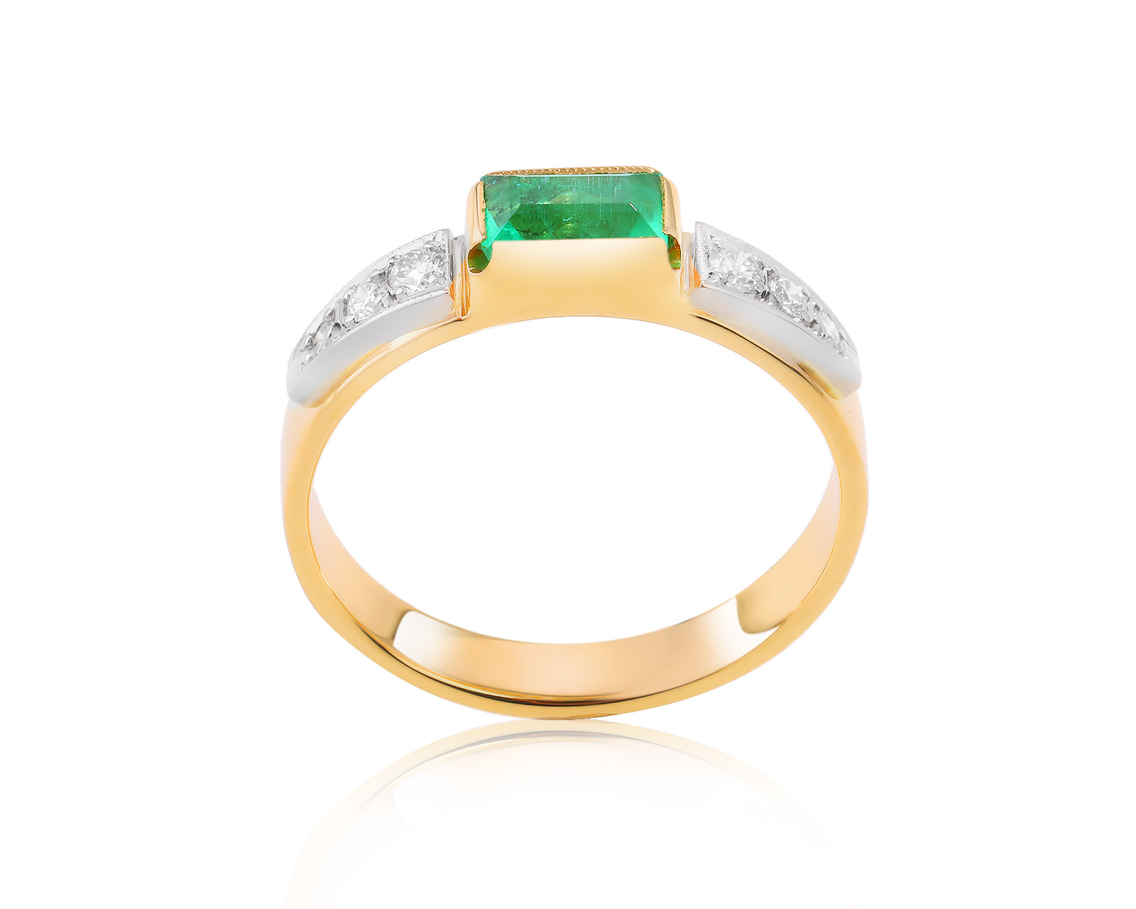 Золотое кольцо с изумрудом 0.50ct и бриллиантами 0.14ct 100324/1