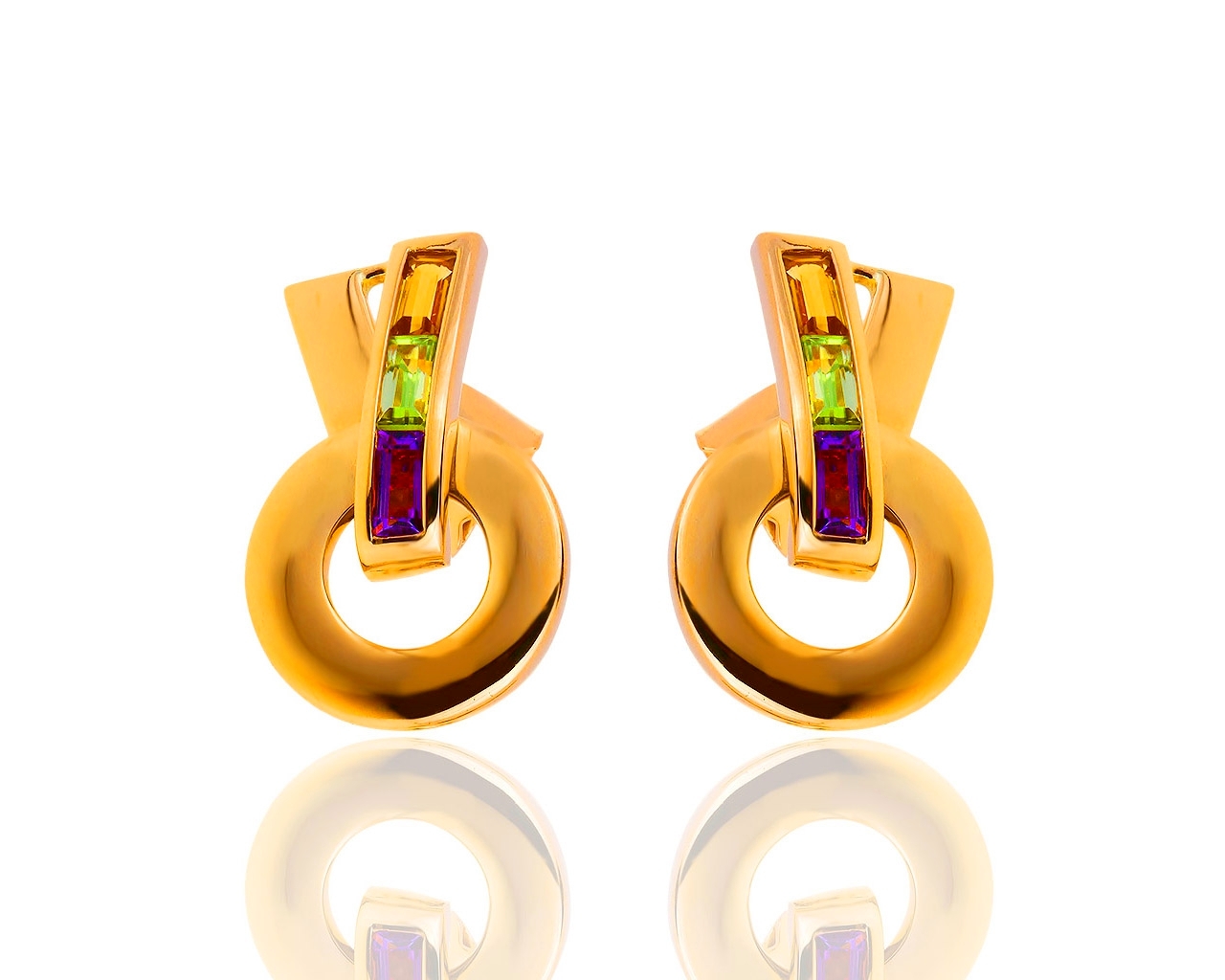 Яркие золотые серьги с цветными камнями Guy Laroche 270319/18