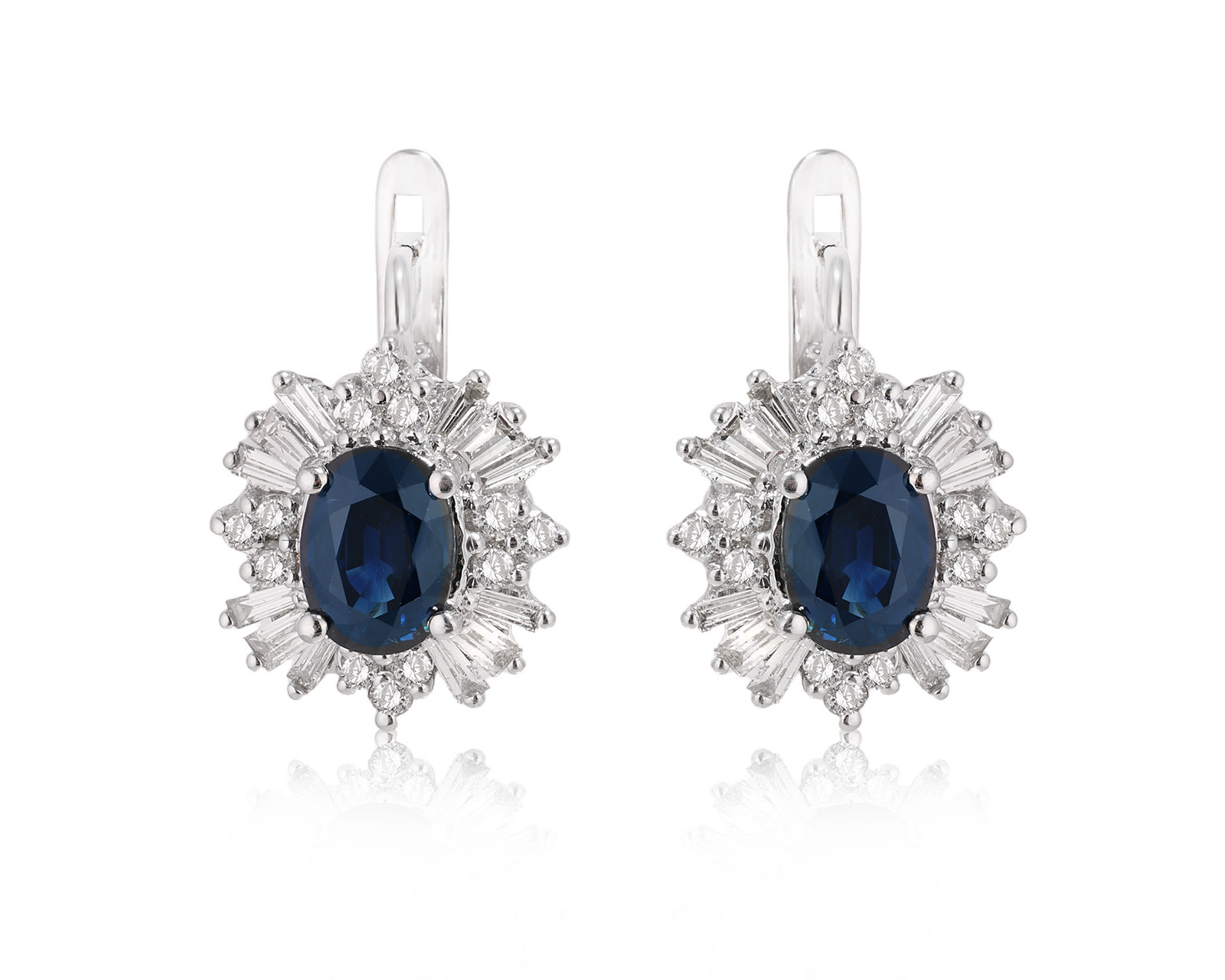 Золотые серьги с сапфирами 2.88ct и бриллиантами 1.08ct 240225/6 Золотые серьги с сапфирами 2.88ct и бриллиантами 1.08ct 240225/6