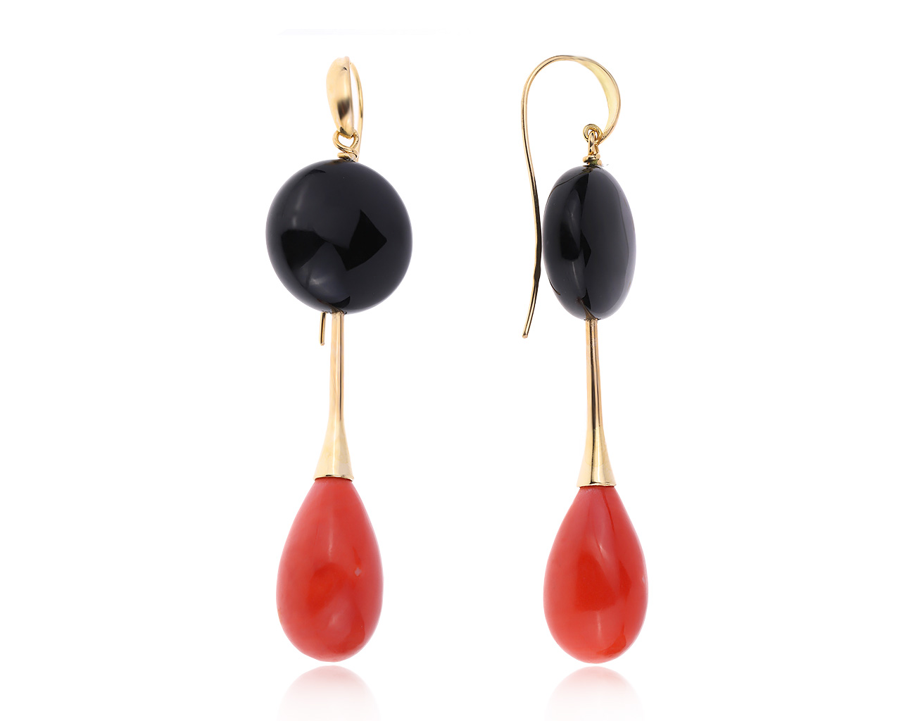 Итальянские золотые серьги с ониксом 48.90ct