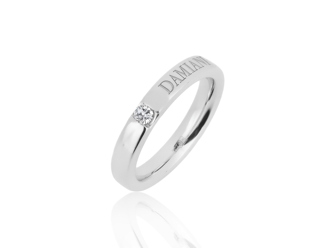 Оригинальное золотое кольцо с бриллиантом 0.07ct Damiani