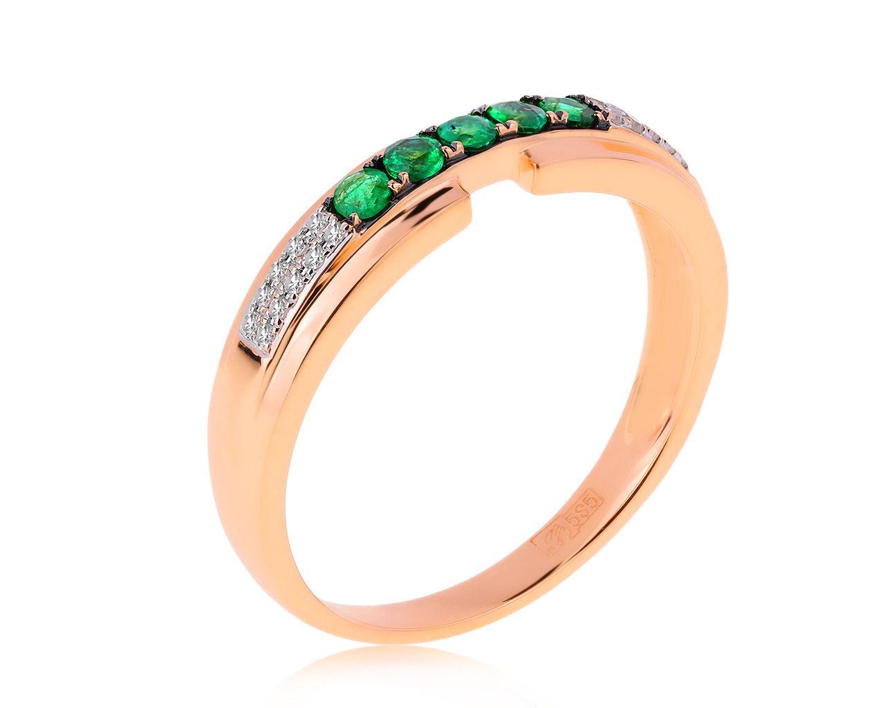 Изысканное золотое кольцо с изумрудами 0.12ct 020920/6