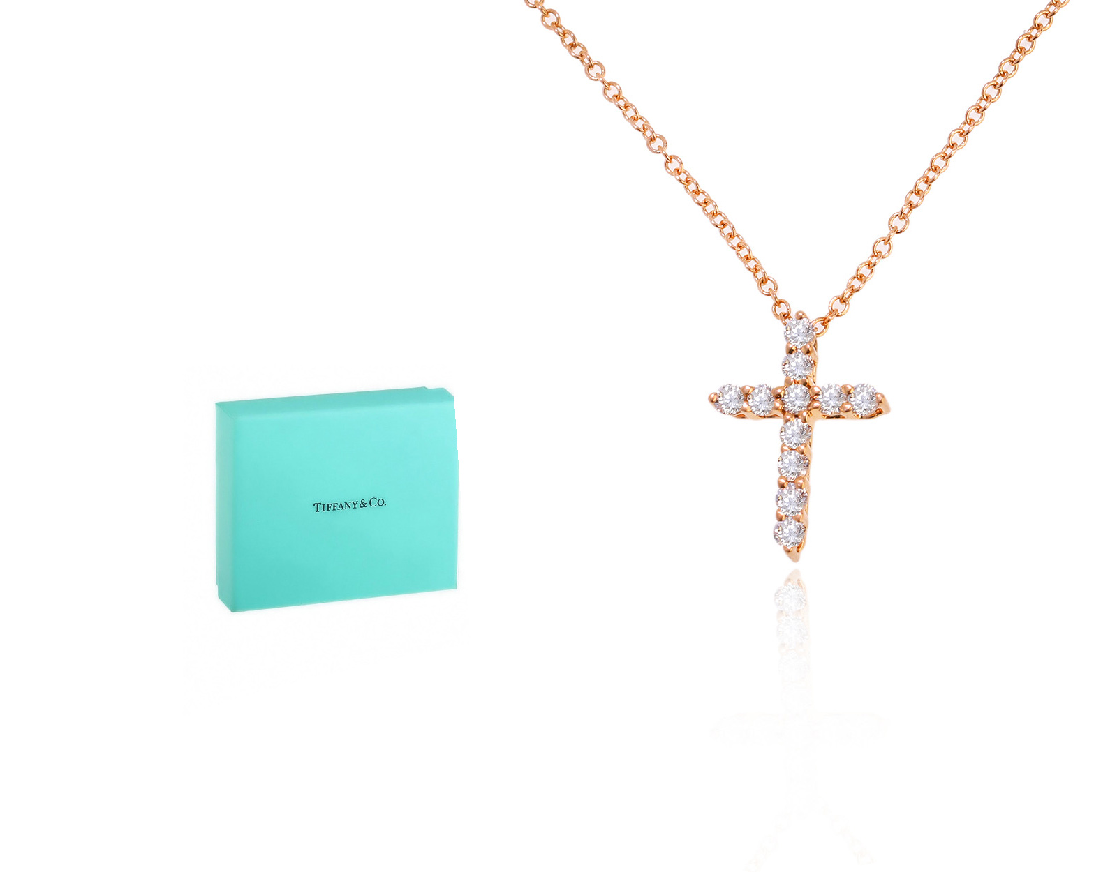 Оригинальное золотое колье Tiffany&Co Cross Mini