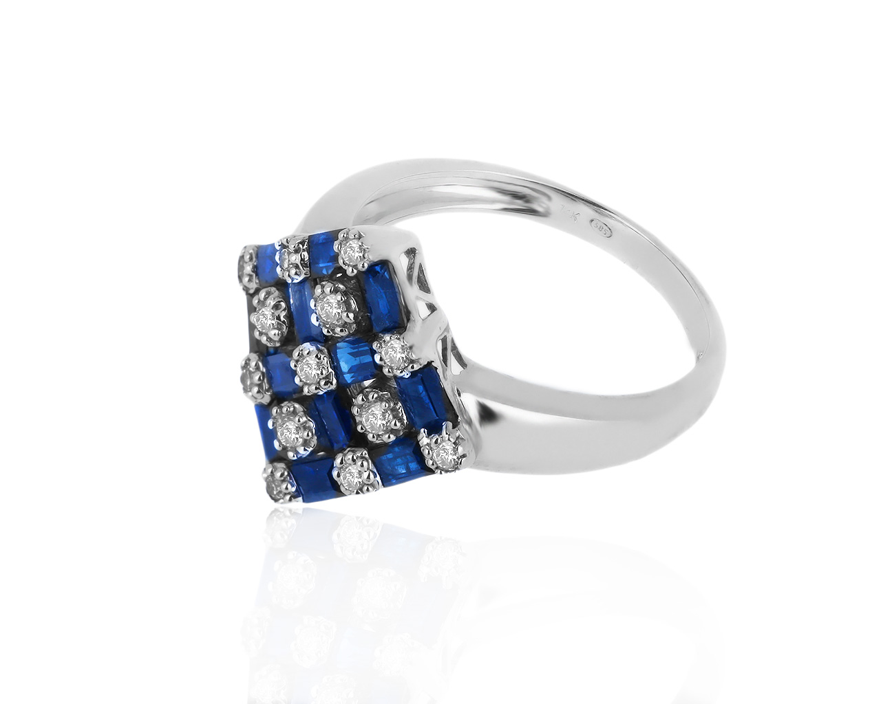 Роскошное золотое кольцо с сапфирами 1.20ct 130120/4