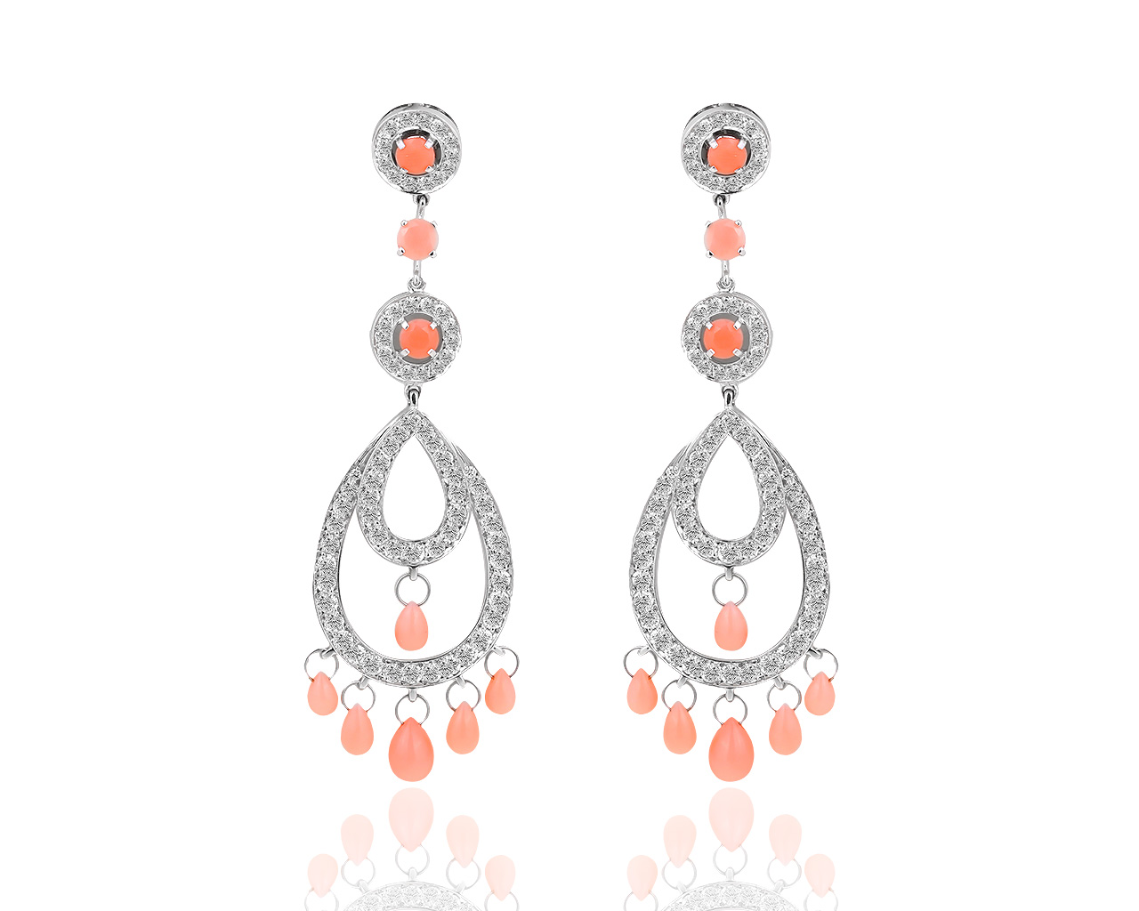 Золотые серьги с кораллами и бриллиантами 2.54ct Boucheron 250419/4