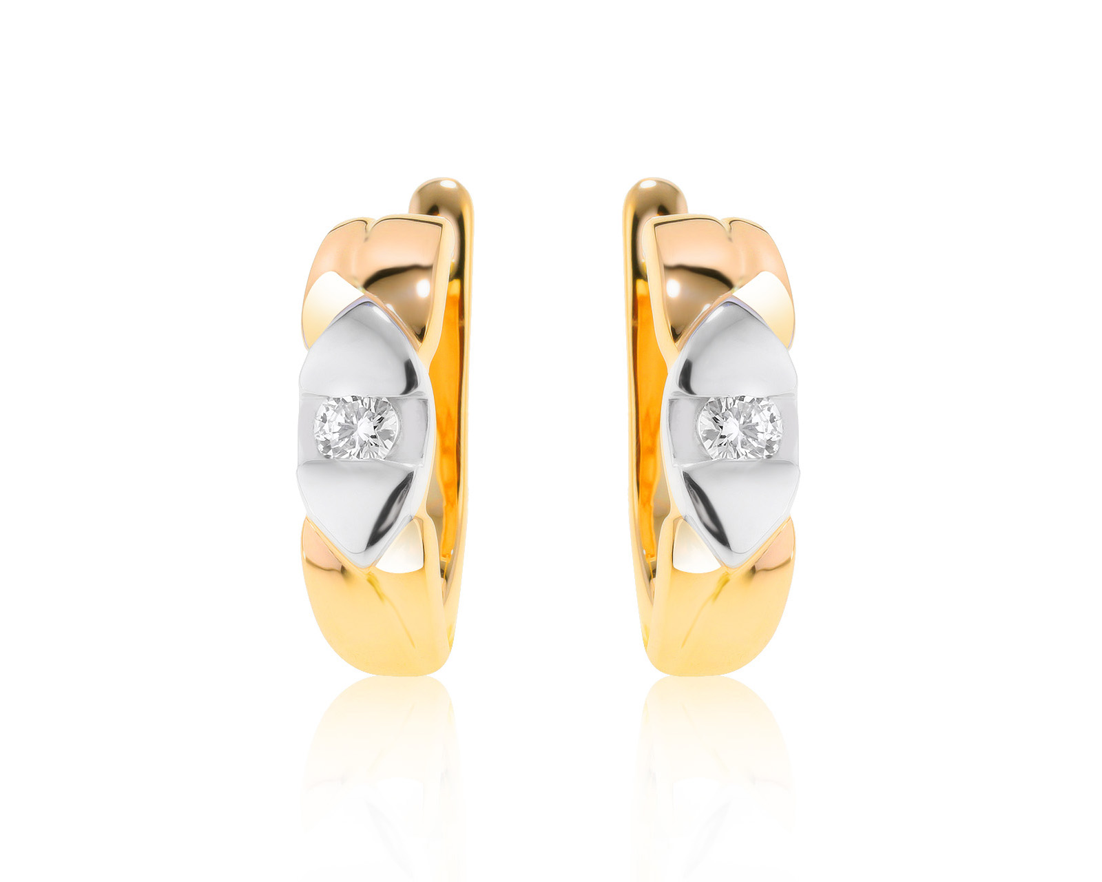 Красивые золотые серьги с бриллиантами 0.32ct