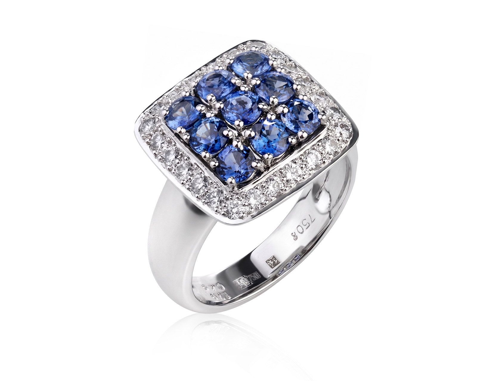 Золотое кольцо с сапфирами 1.79ct и бриллиантами 0.49ct 190526/3