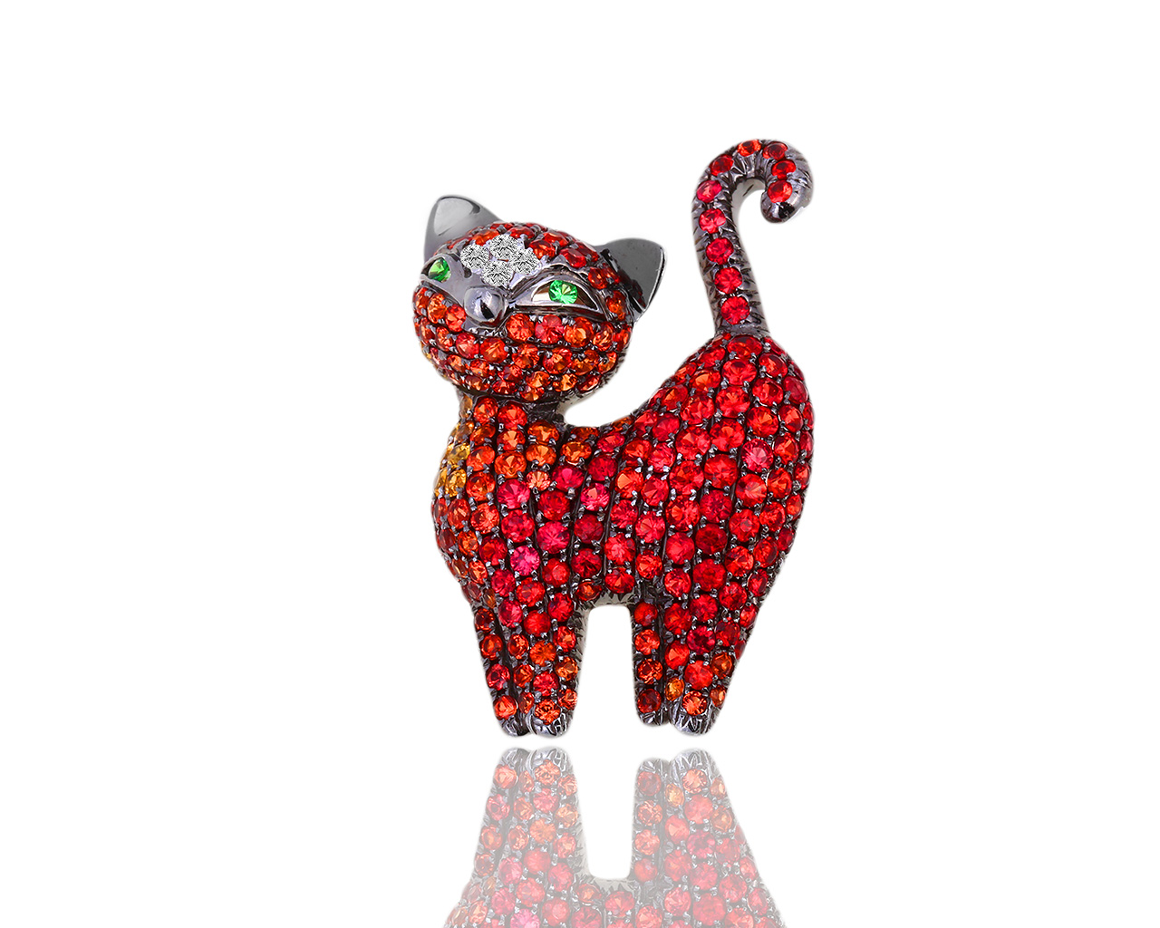 Золотой кулон с цветными сапфирами и бриллиантами 0.07ct 080319/3