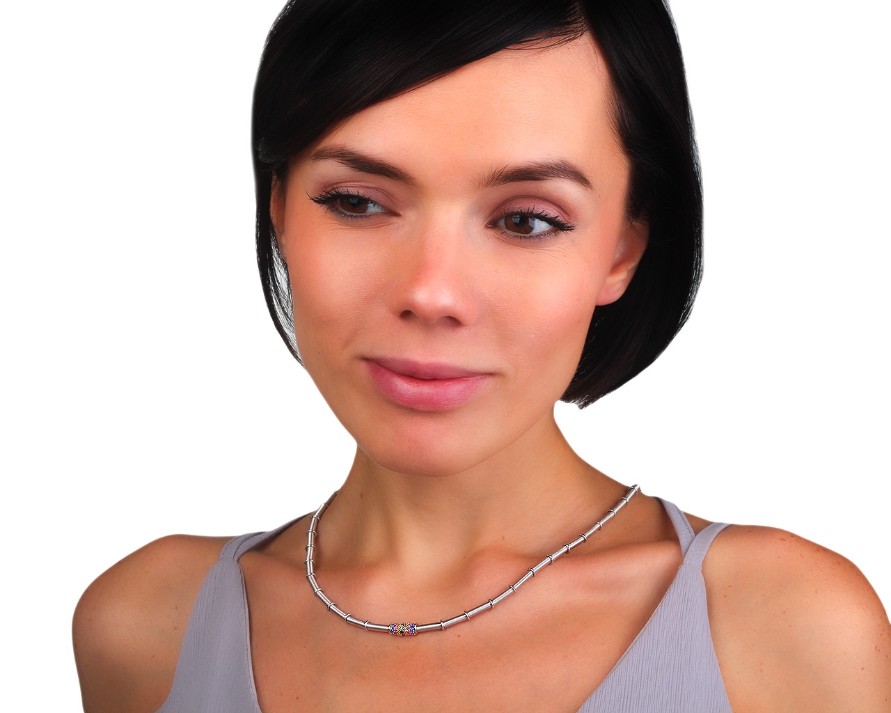 Золотое колье с бриллиантами и сапфирами 0.54ct Jarretiere