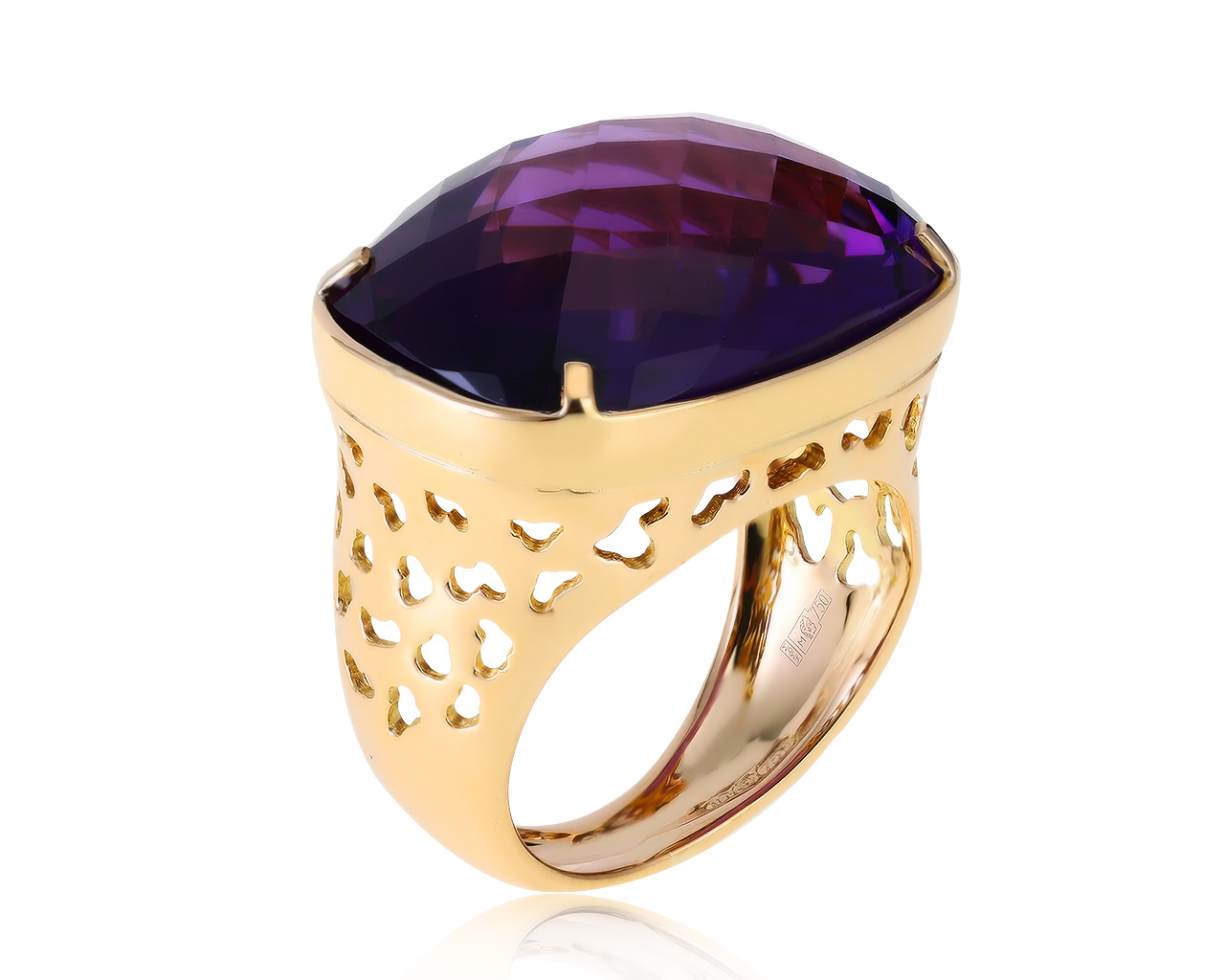 Волшебное золотое кольцо с аметистом 17.78ct 040121/2