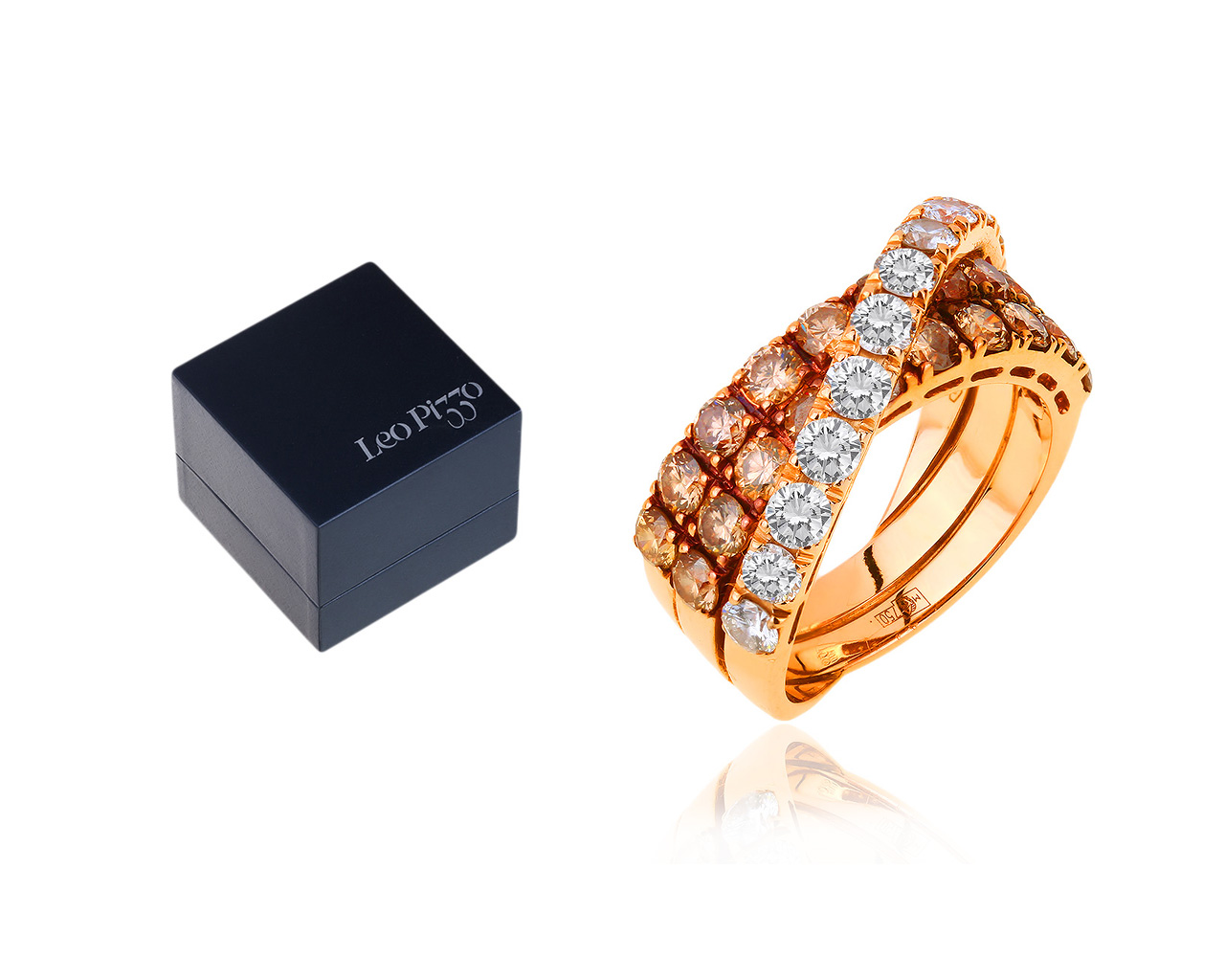 Оригинальное золотое кольцо с бриллиантами 2.65ct Leo Pizzo