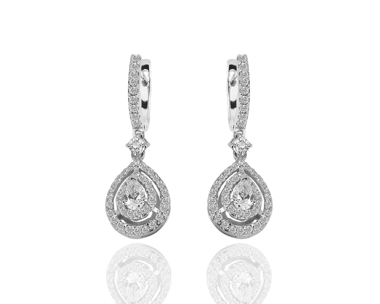 Изящные золотые серьги с бриллиантами 1.44ct ЭПЛ 170519/1