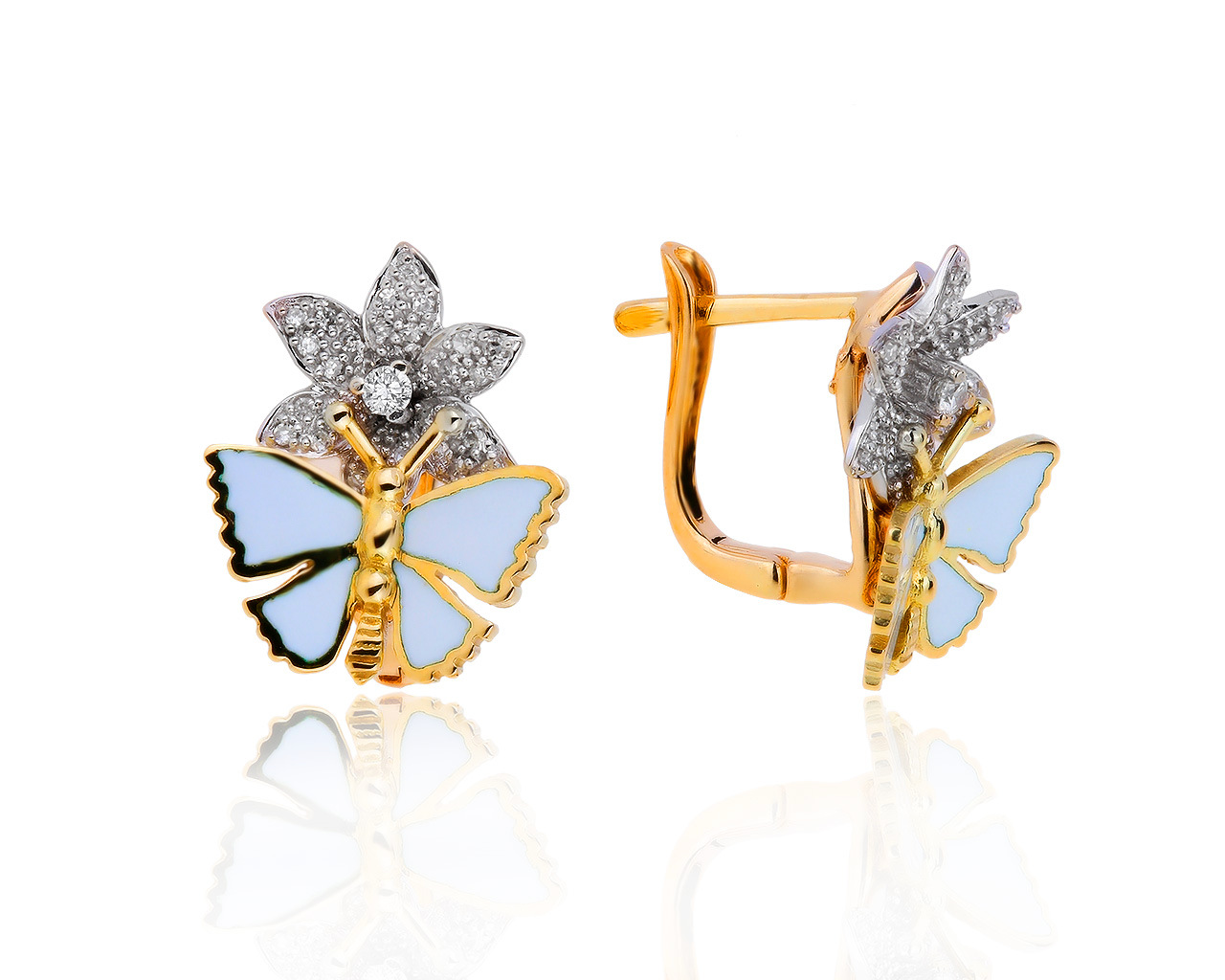 Оригинальные золотые серьги с бриллиантами 0.22ct Roberto Bravo