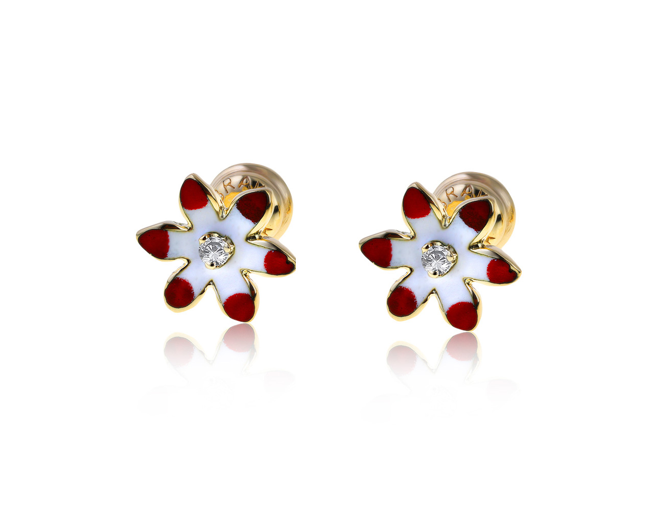 Оригинальные золотые серьги с бриллиантами 0.05ct Roberto Bravo