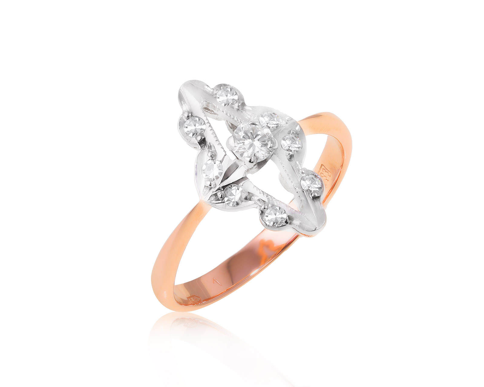 Золотое кольцо с бриллиантами 0.19ct СССР 060524/12