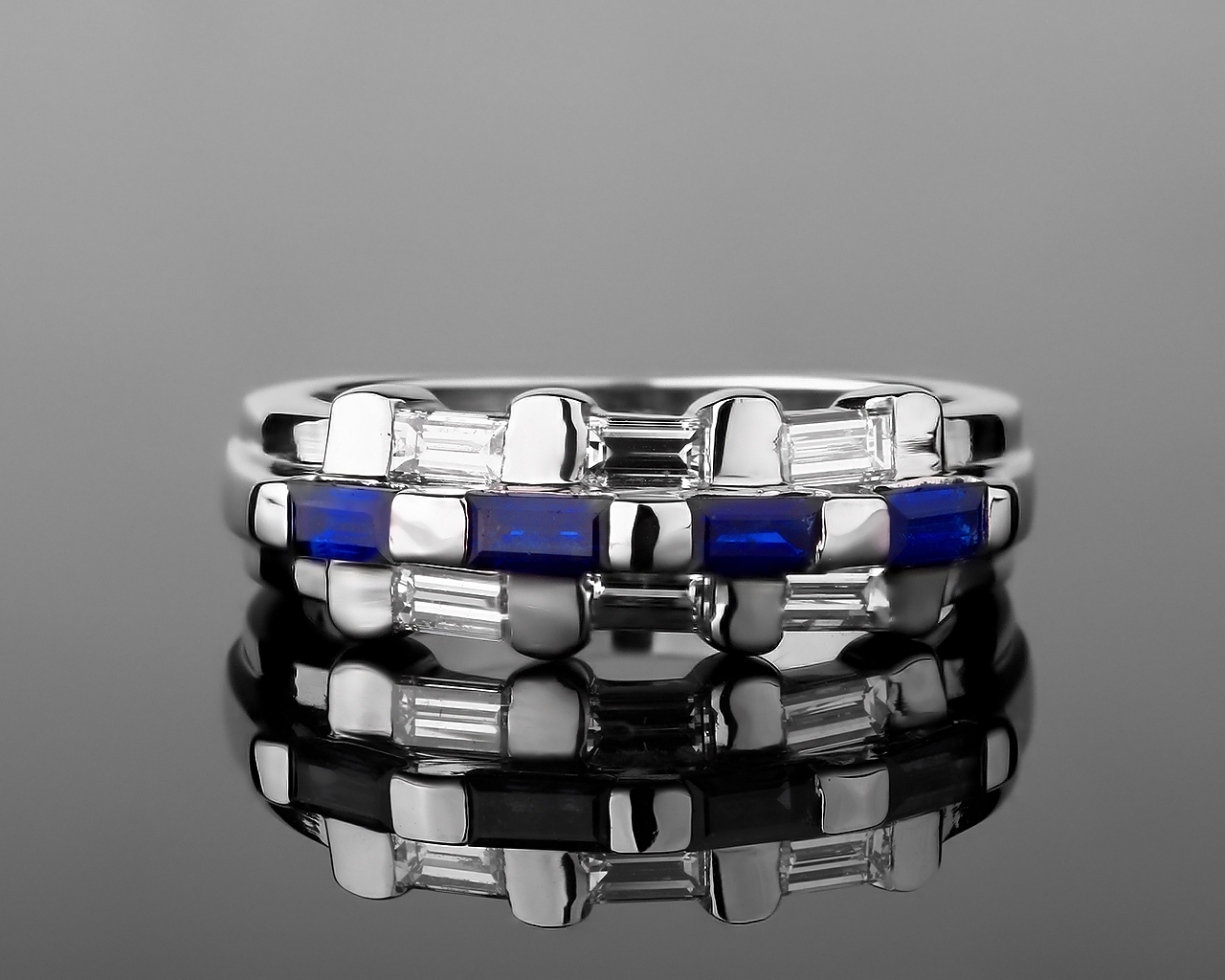 Достойное бриллиантовое кольцо с сапфирами 0.60ct 170617/7