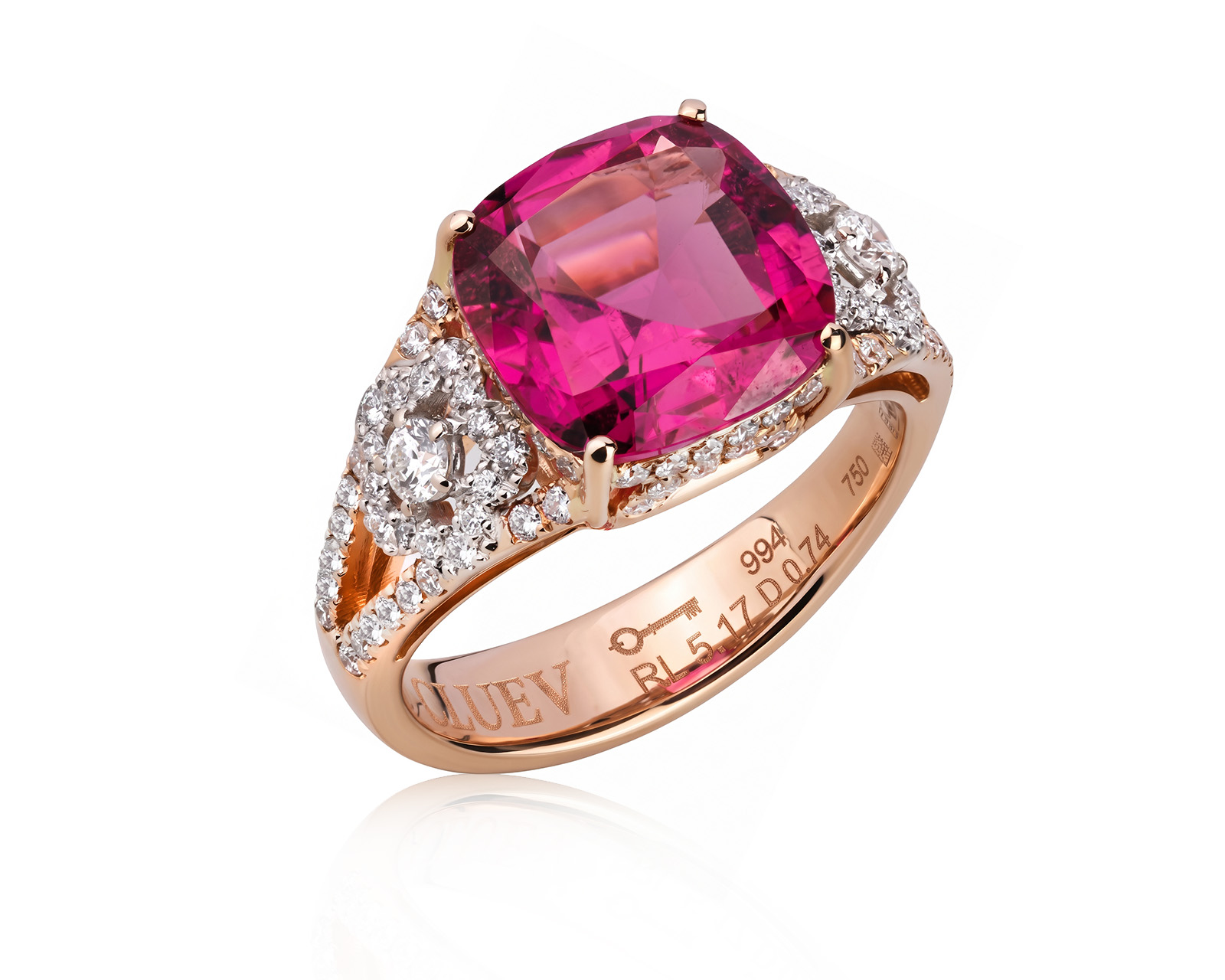 Оригинальное золотое кольцо с турмалином 5.11ct Cluev 120726/1