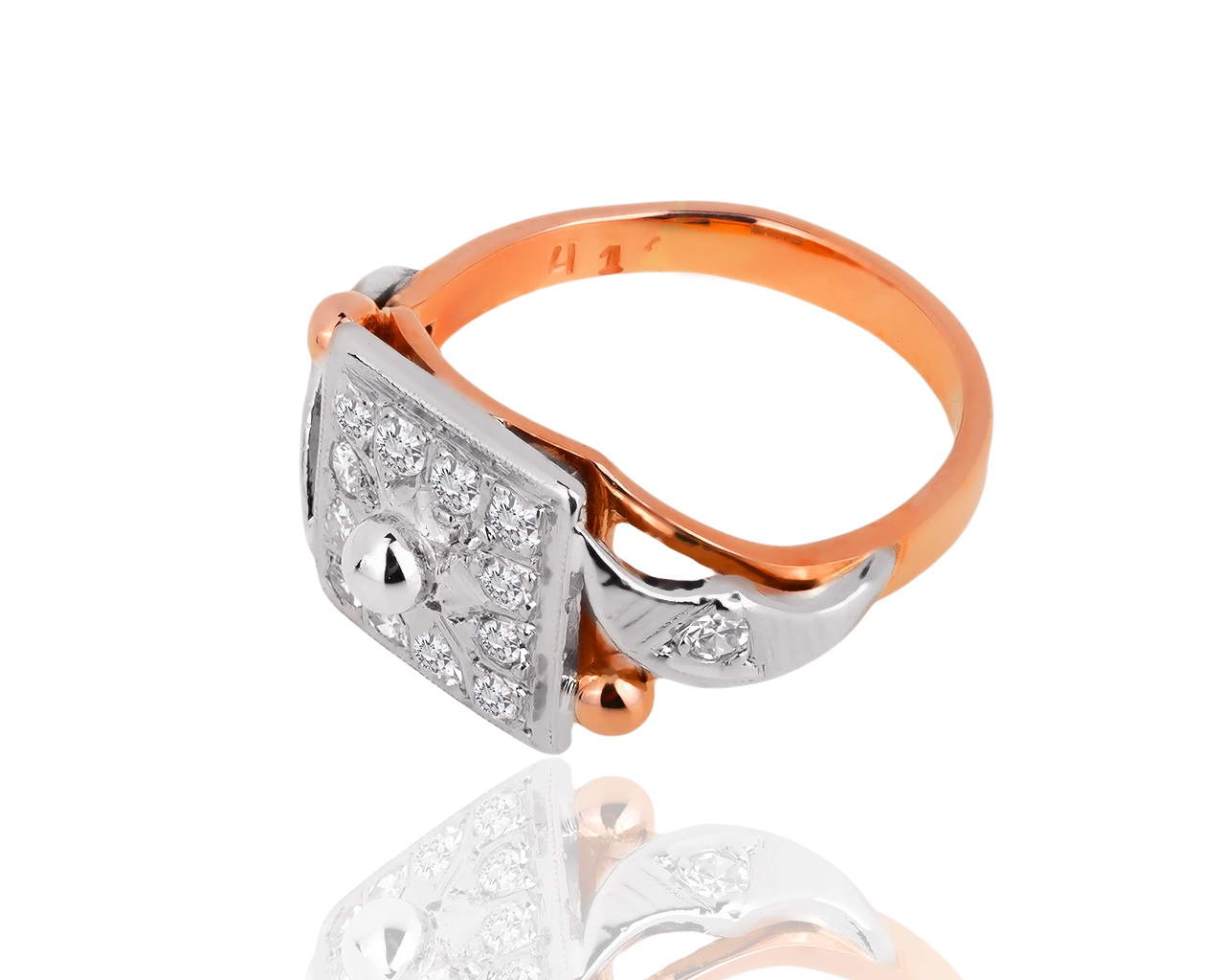Винтажное золотое кольцо с бриллиантами 0.35ct