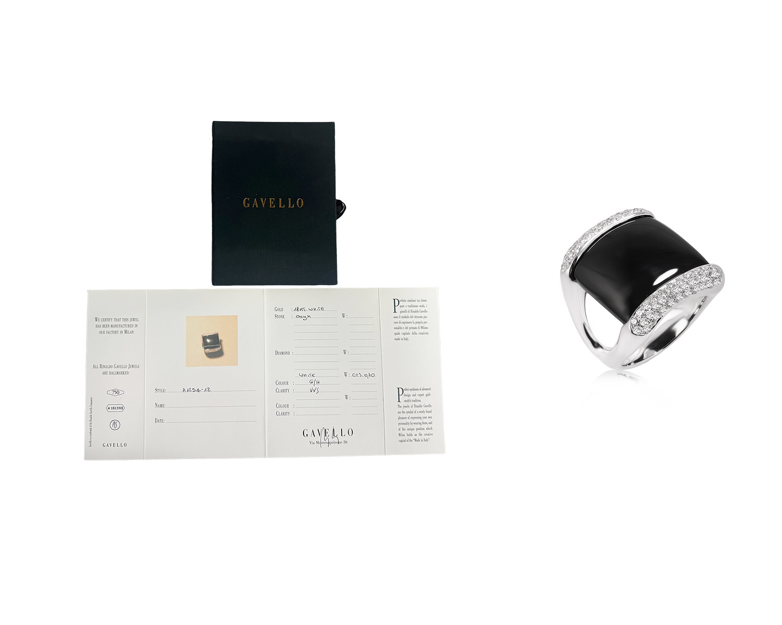 Оригинальное золотое кольцо с черным ониксом 7.10ct Gavello