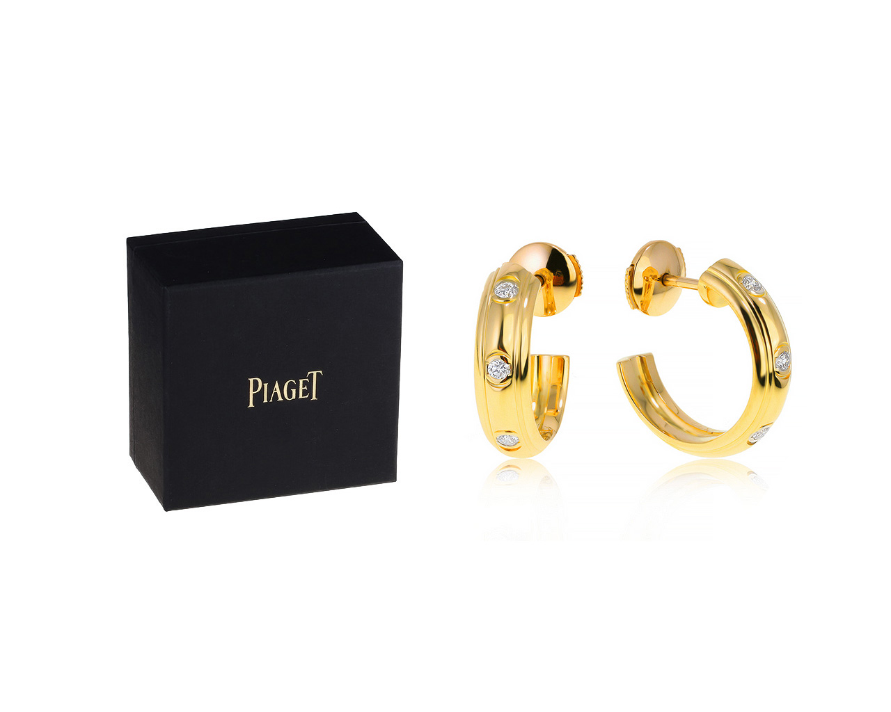 Оригинальные золотые серьги с бриллиантами 0.18ct Piaget Possession
