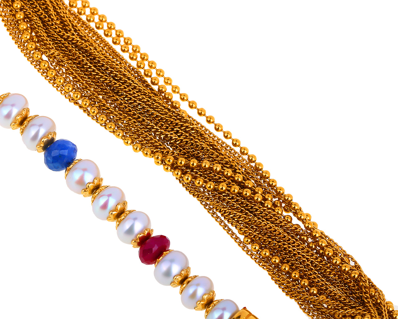 Изумительный итальянский золотой браслет с жемчугом 060818/1