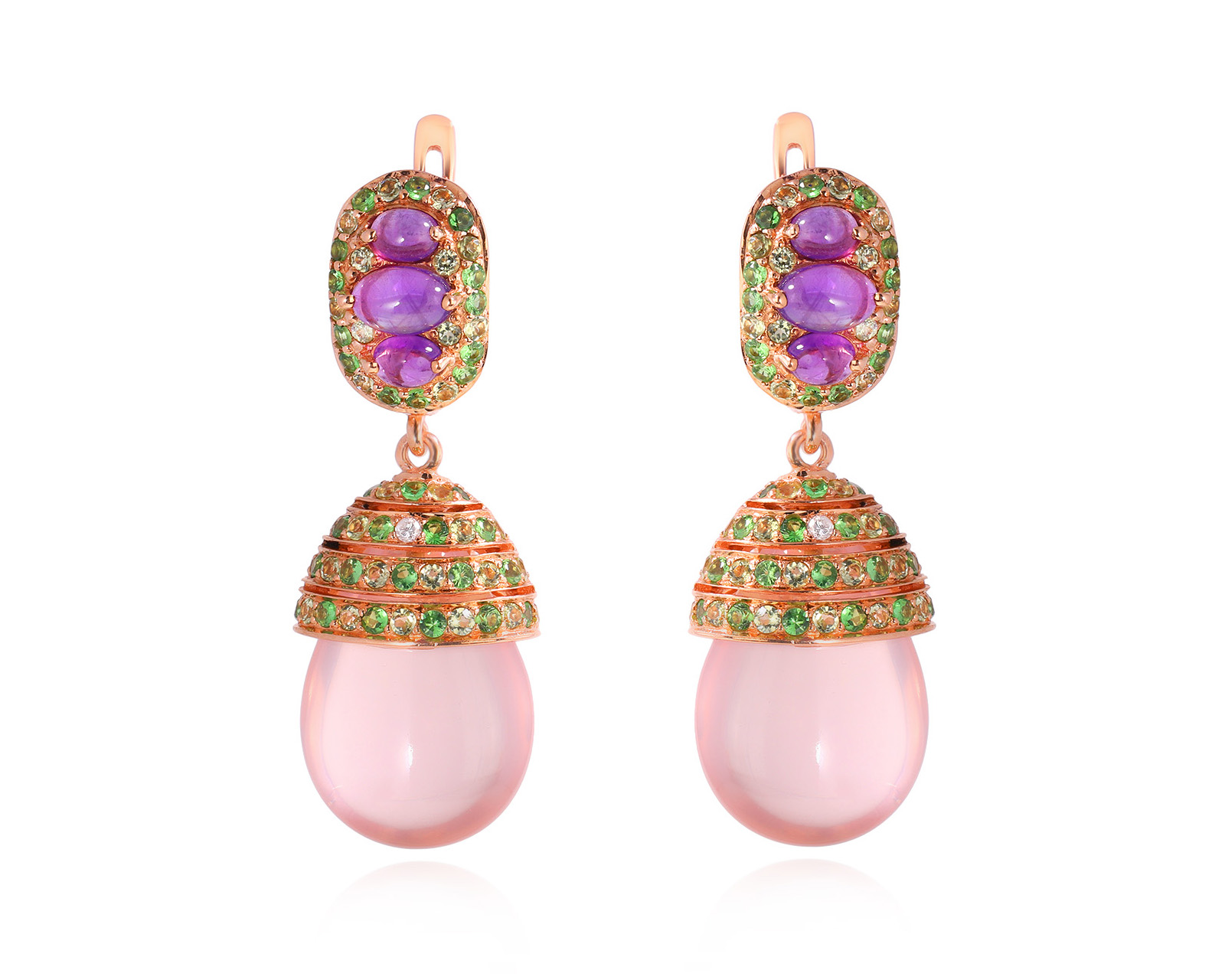 Золотые серьги с цветными камнями 32.62ct 081024/30