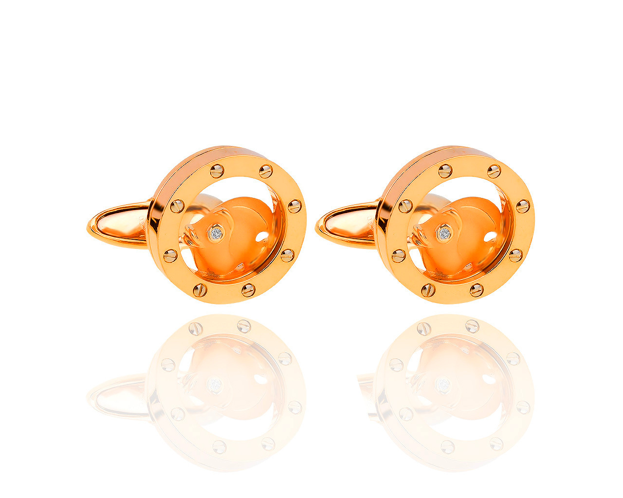 Оригинальные золотые запонки с бриллиантами Magerit Zodiac 060619/2