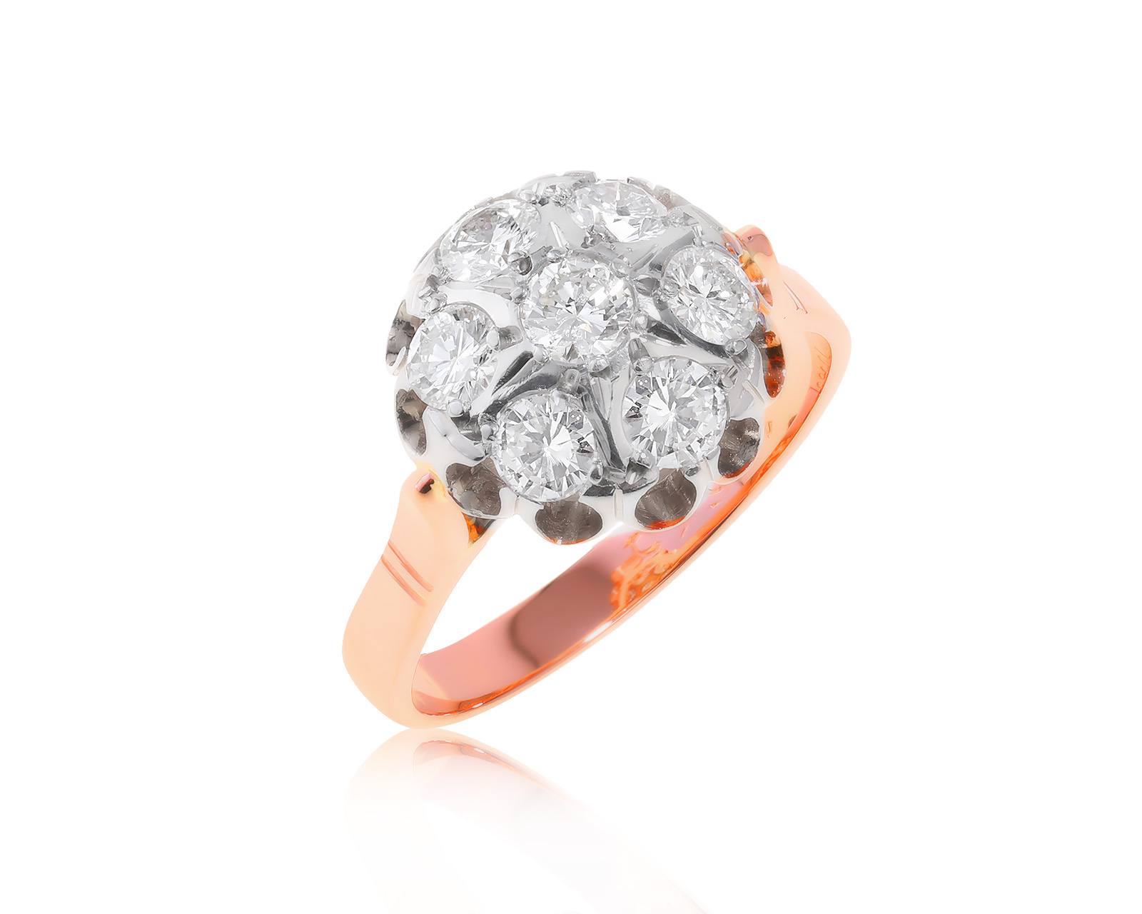 Винтажное золотое кольцо с бриллиантами 1.40ct СССР