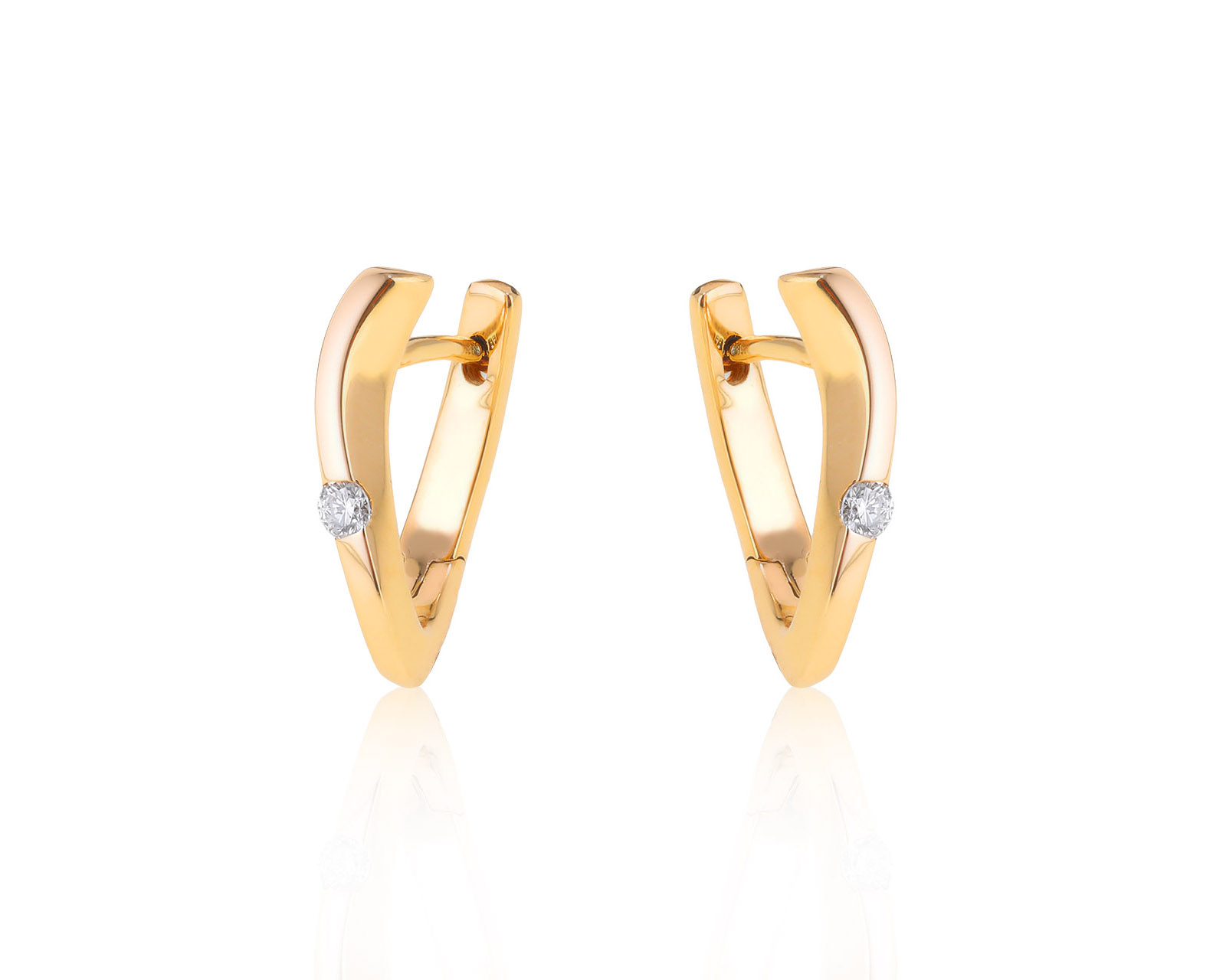 Изящные золотые серьги с бриллиантами 0.09ct