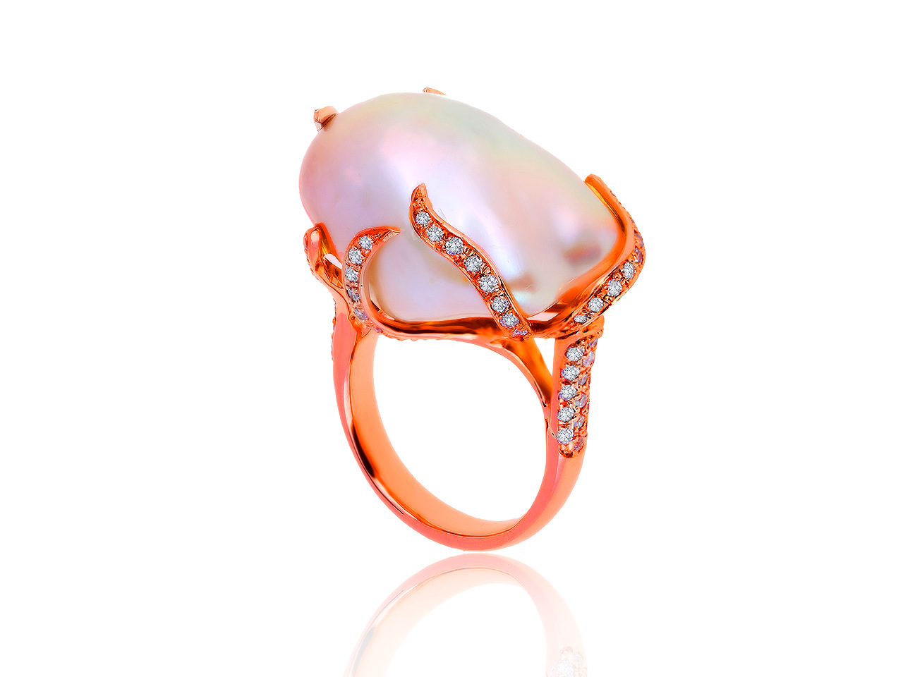 Царское золотое кольцо с жемчугом и бриллиантами 0.83ct 170819/14 Царское золотое кольцо с жемчугом и бриллиантами 0.83ct 170819/14