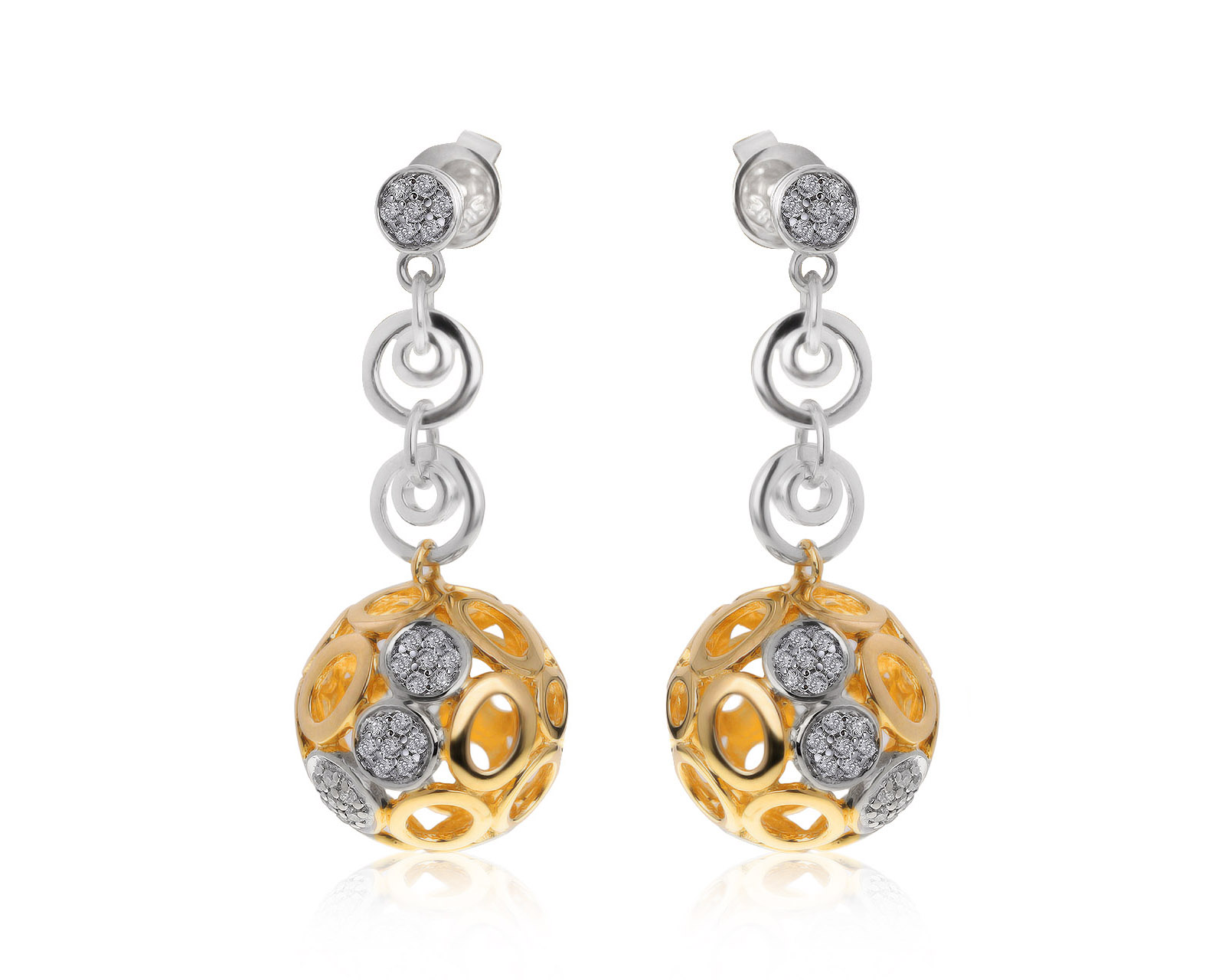 Стильные золотые серьги с бриллиантами 0.23ct