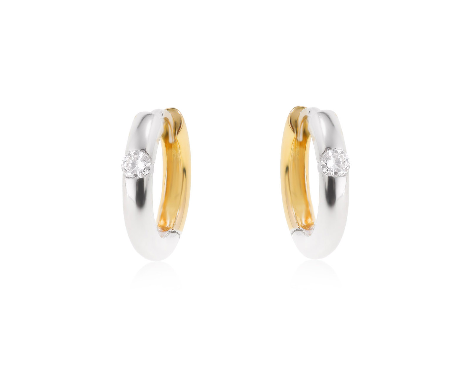 Нарядные золотые серьги с бриллиантами 0.15ct