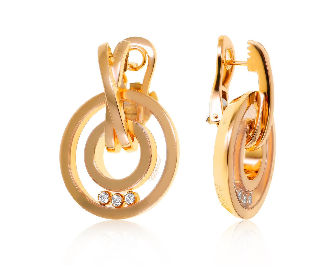 Оригинальные золотые серьги с бриллиантами 0.25ct Chopard