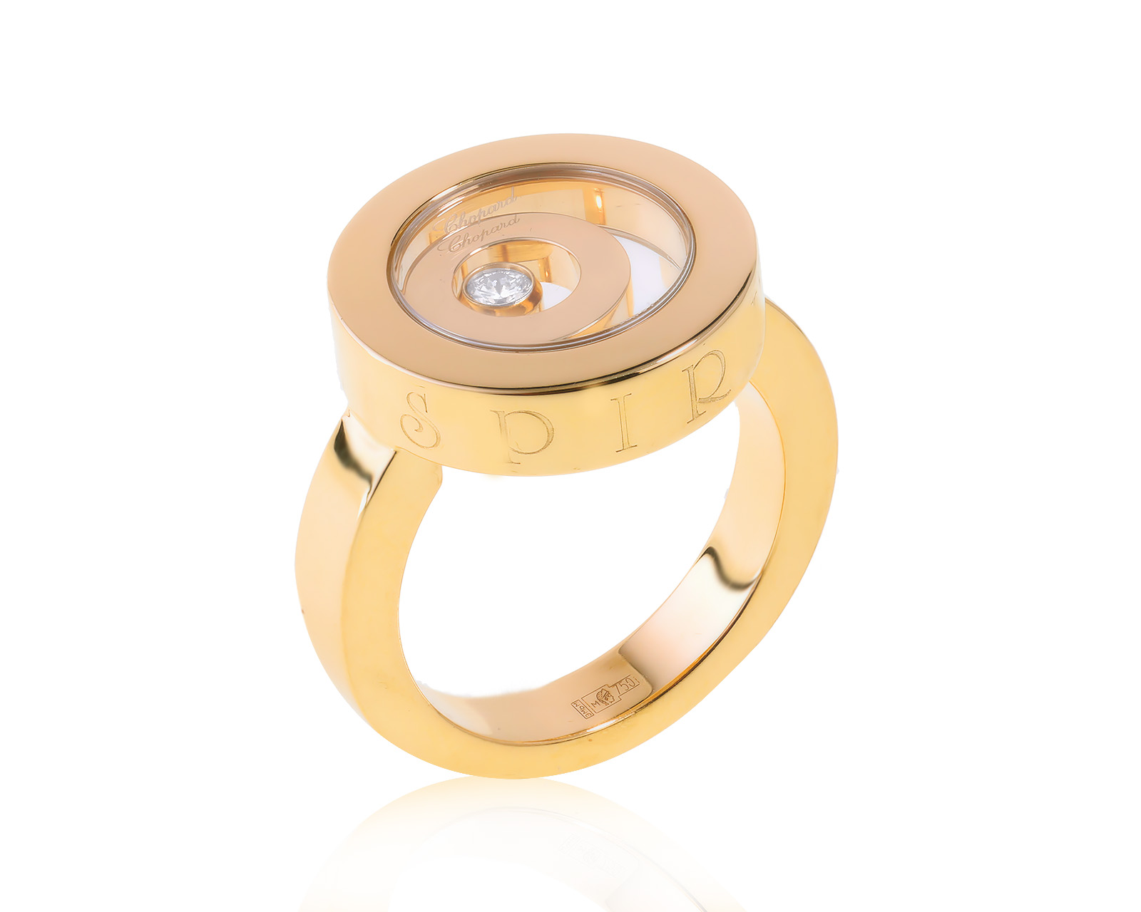 Оригинальное золотое кольцо Chopard Happy Spirit 020623/5