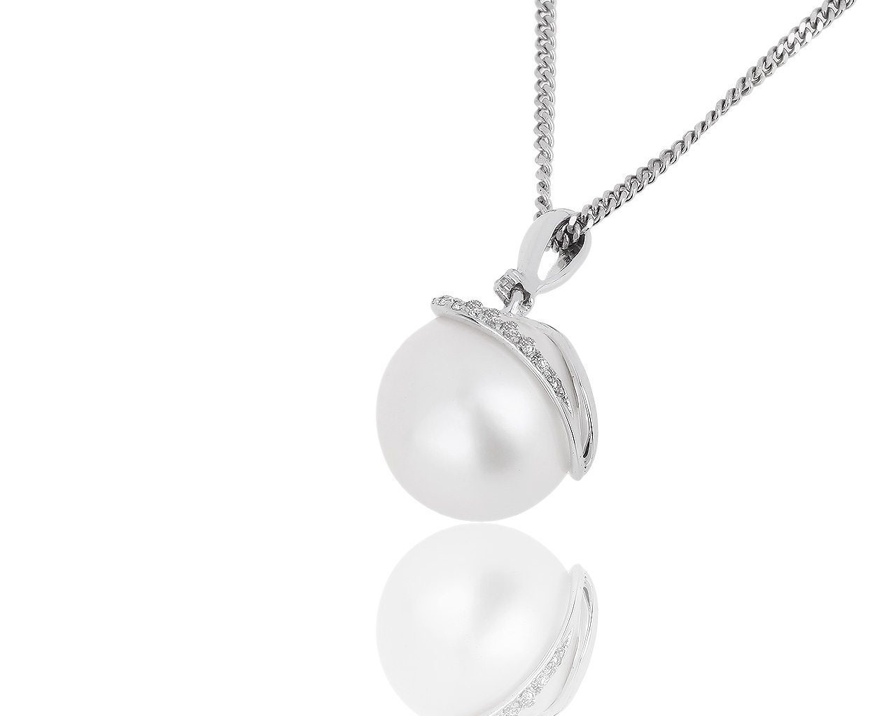 Золотая подвеска с жемчугом и бриллиантами 0.06ct 300718/3