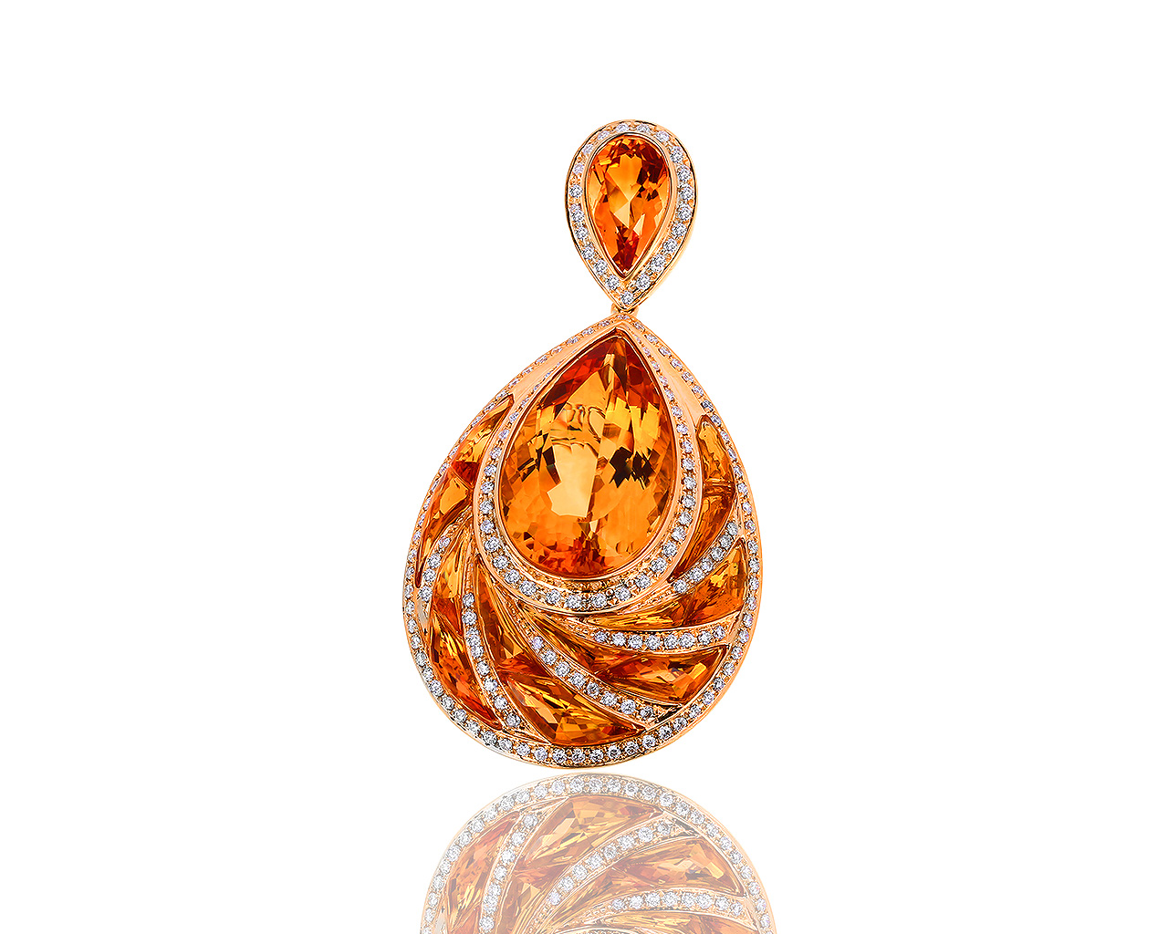 Великолепный золотой кулон с цитринами и бриллиантами 1.20ct 060818/13