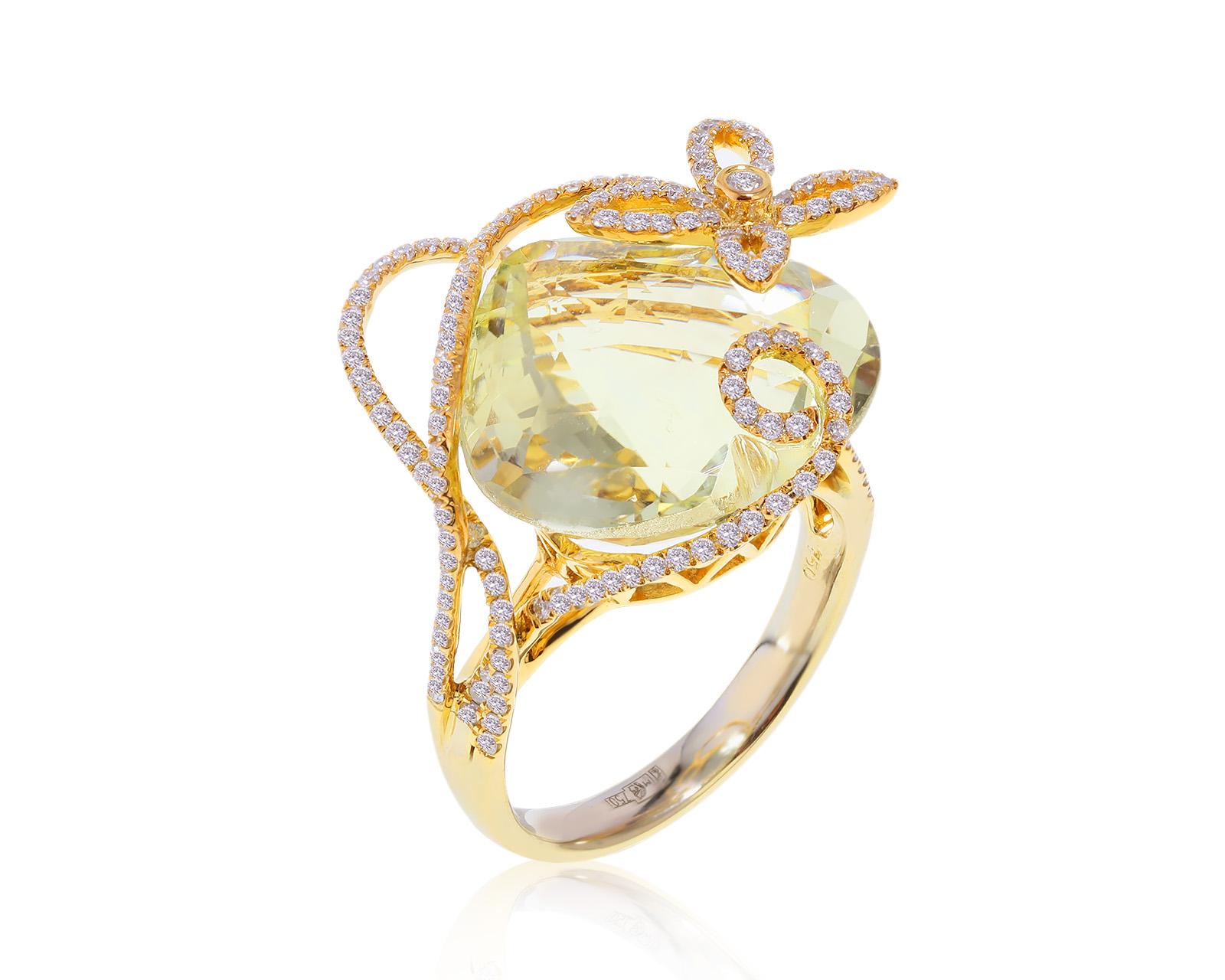 Притягательное золотое кольцо с цитрином 17.30ct 250522/11