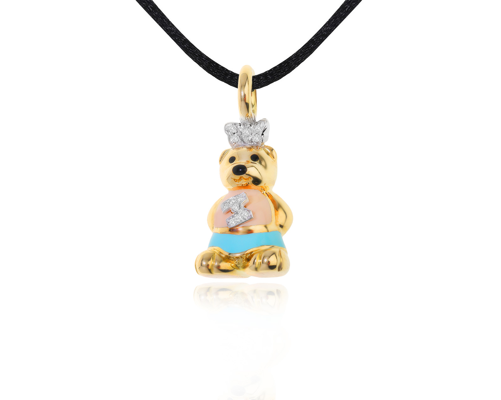 Оригинальный золотой кулон с эмалью Aaron Basha Mother Bear 310523/3