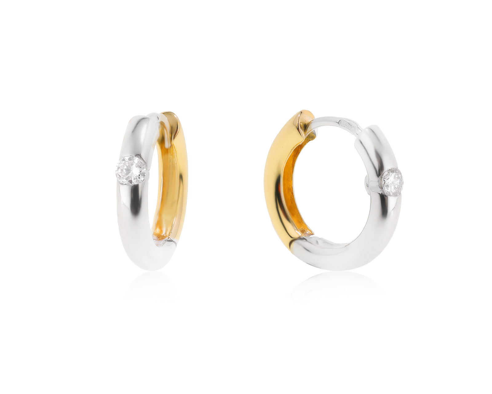 Нарядные золотые серьги с бриллиантами 0.15ct 131222/7