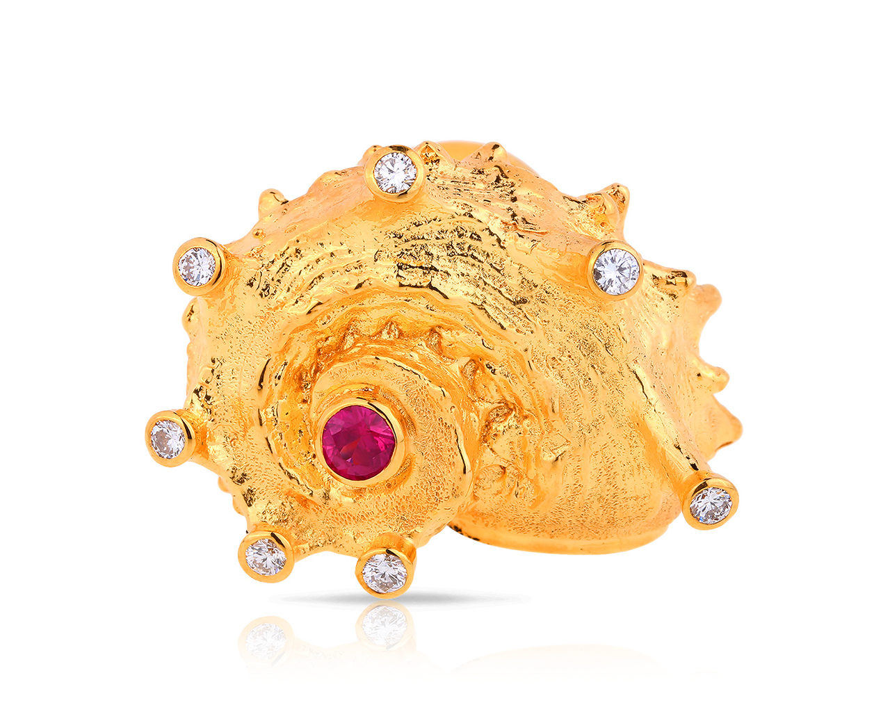 Чудесное золотое кольцо с бриллиантами и рубином 0.30ct