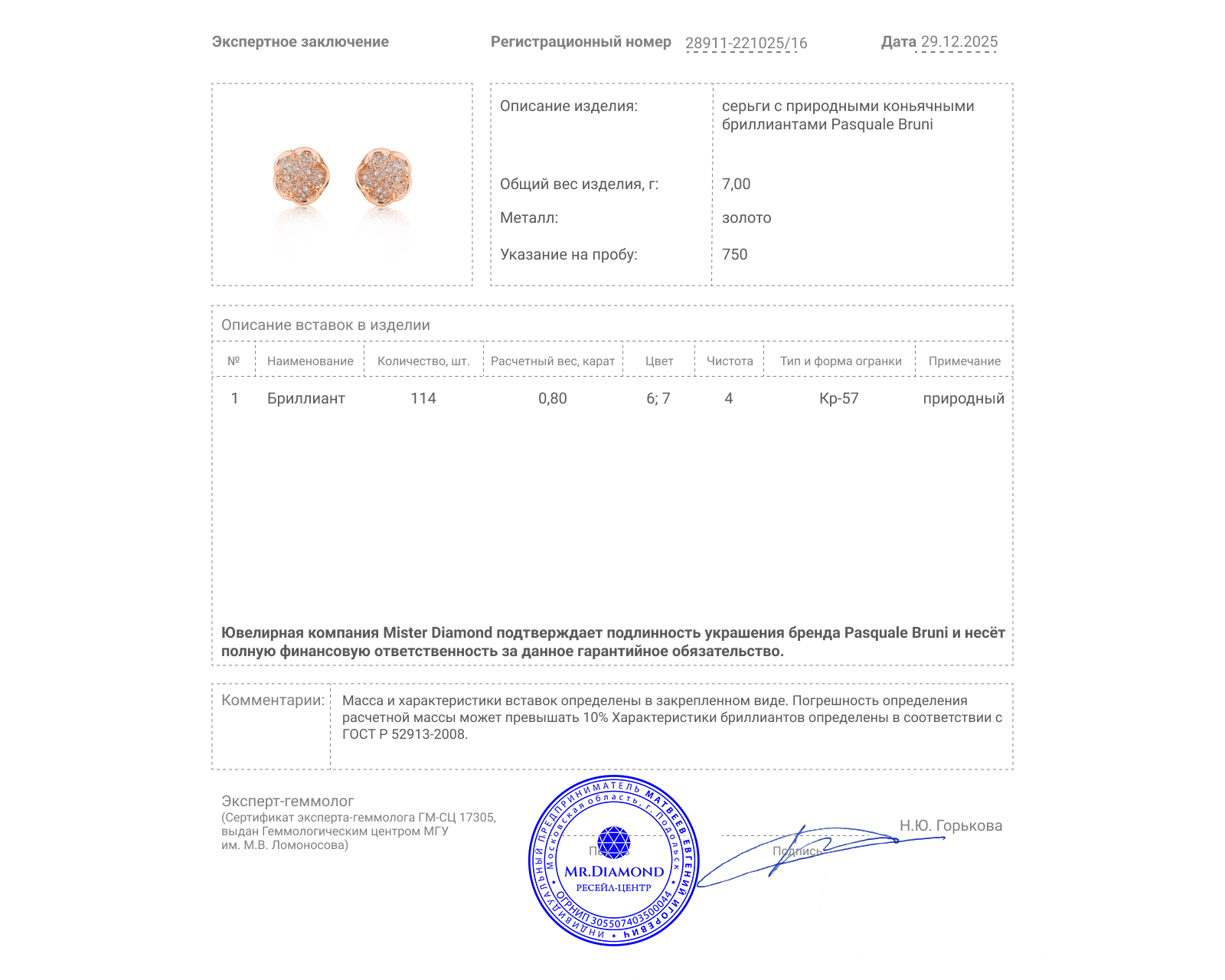 Оригинальные золотые серьги Pasquale Bruni Bon Ton